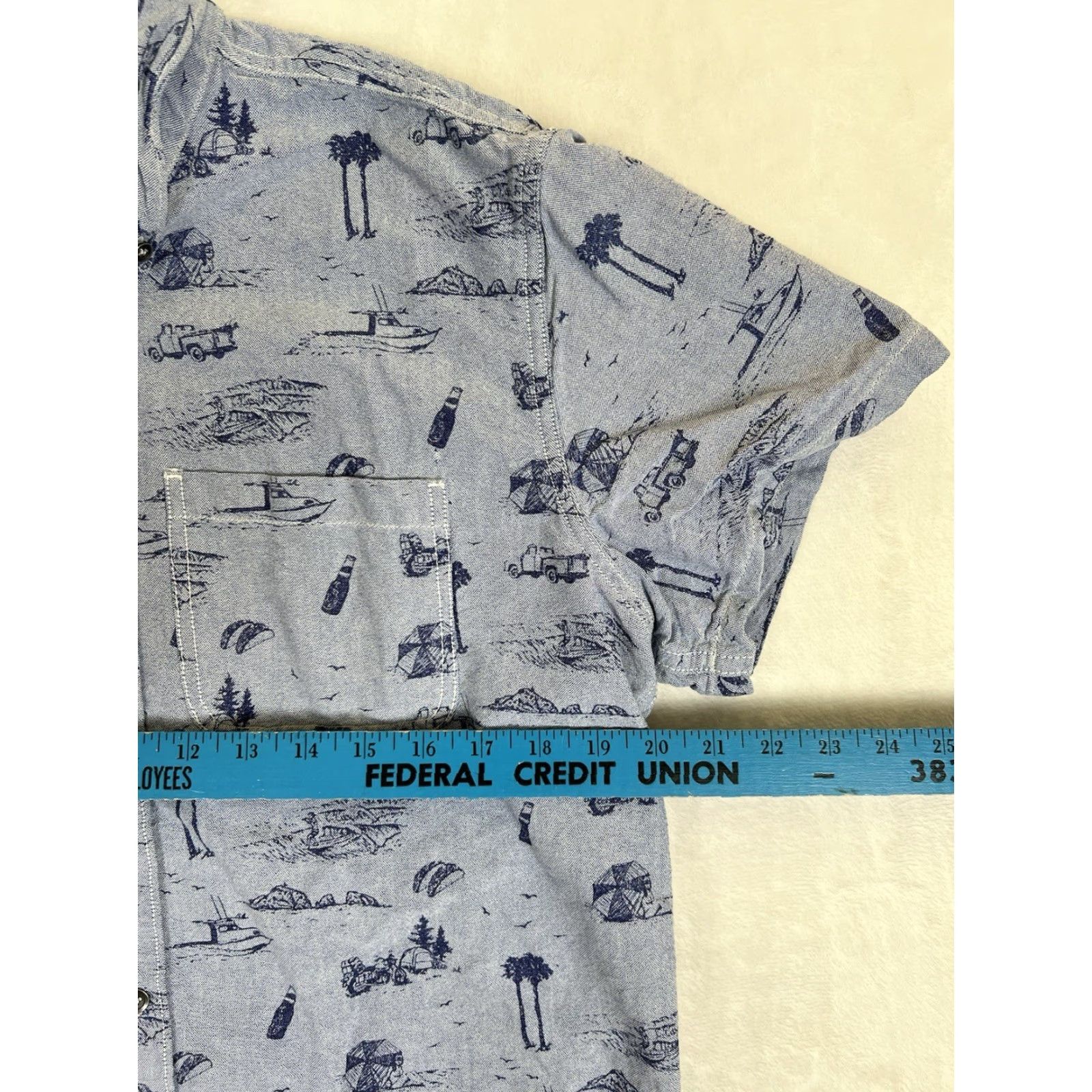 Vintage Iron And Resin Wave Pattern Hawaiian Shirt Medium Button-Up Short Sleeve Size US M / EU 48-50 / 2 - 3 Thumbnail
