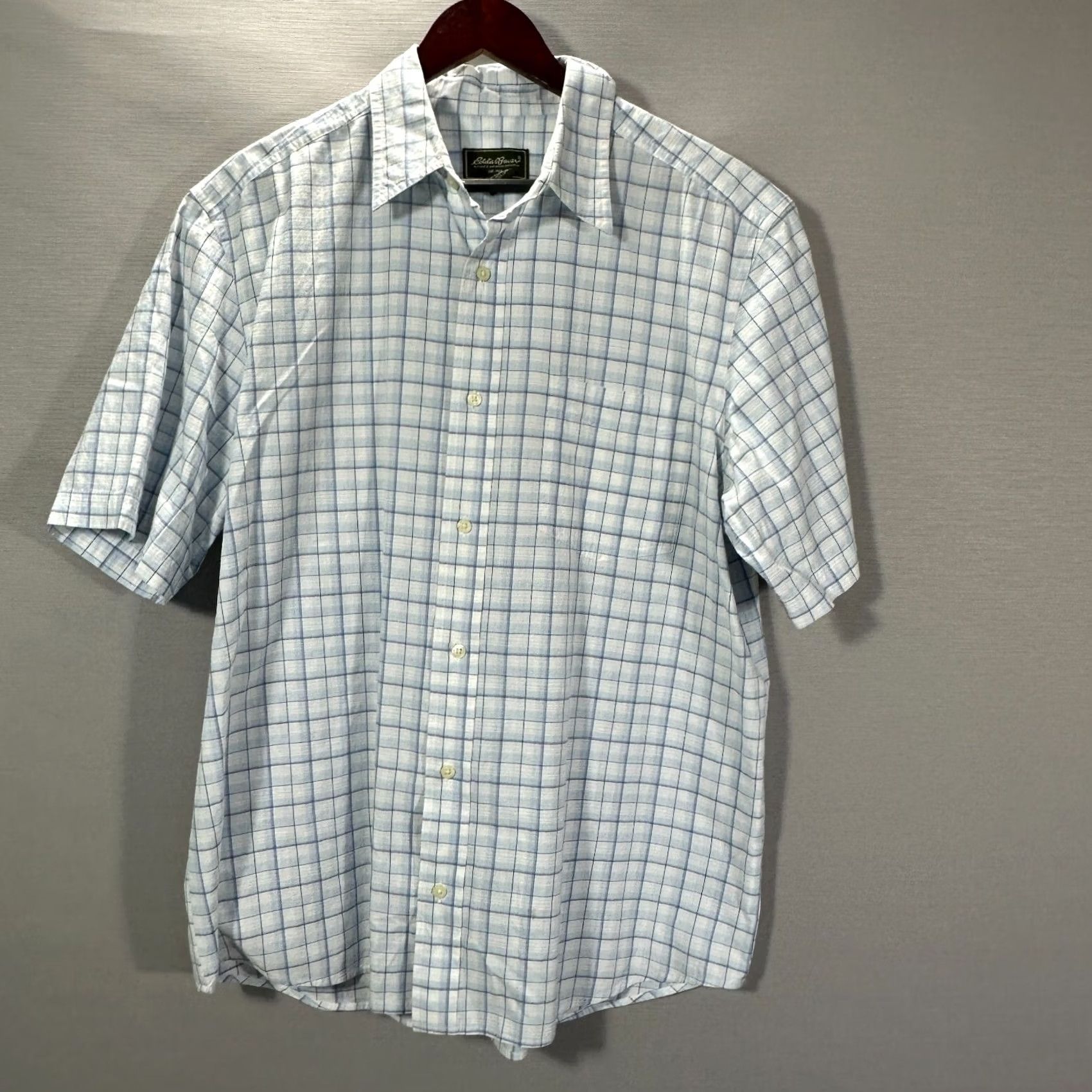 Eddie Bauer Eddie Bauer Shirt Mens Large Plaid Blue Short Sleeve Pocket Button-Up Cotton Nylon Size US L / EU 52-54 / 3 - 2 Thumbnail