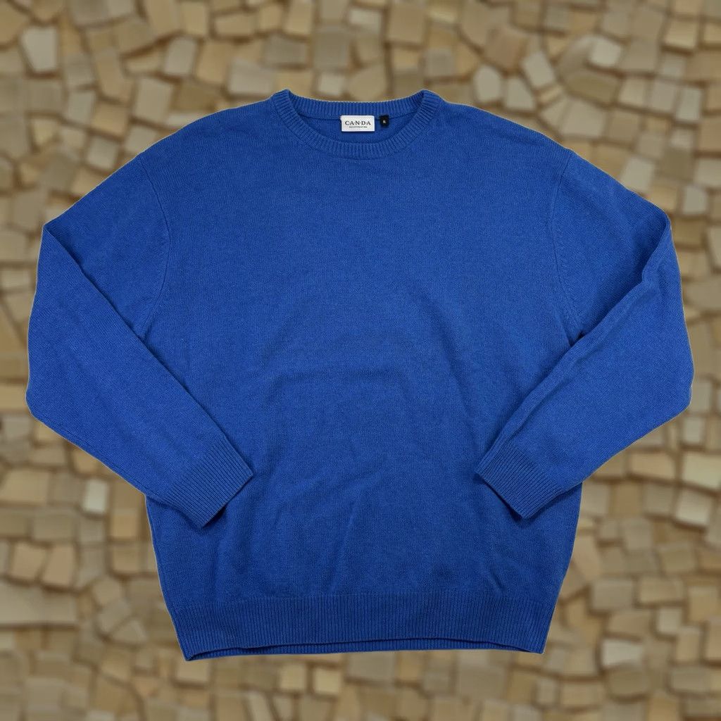 C&A VINTAGE Canda Mens XL Pure New Wool Woolmark Sweater Blue Crew Neck Preppy 90s Classic Pullover Sweat er Size US XL / EU 56 / 4 - 1 Thumbnail
