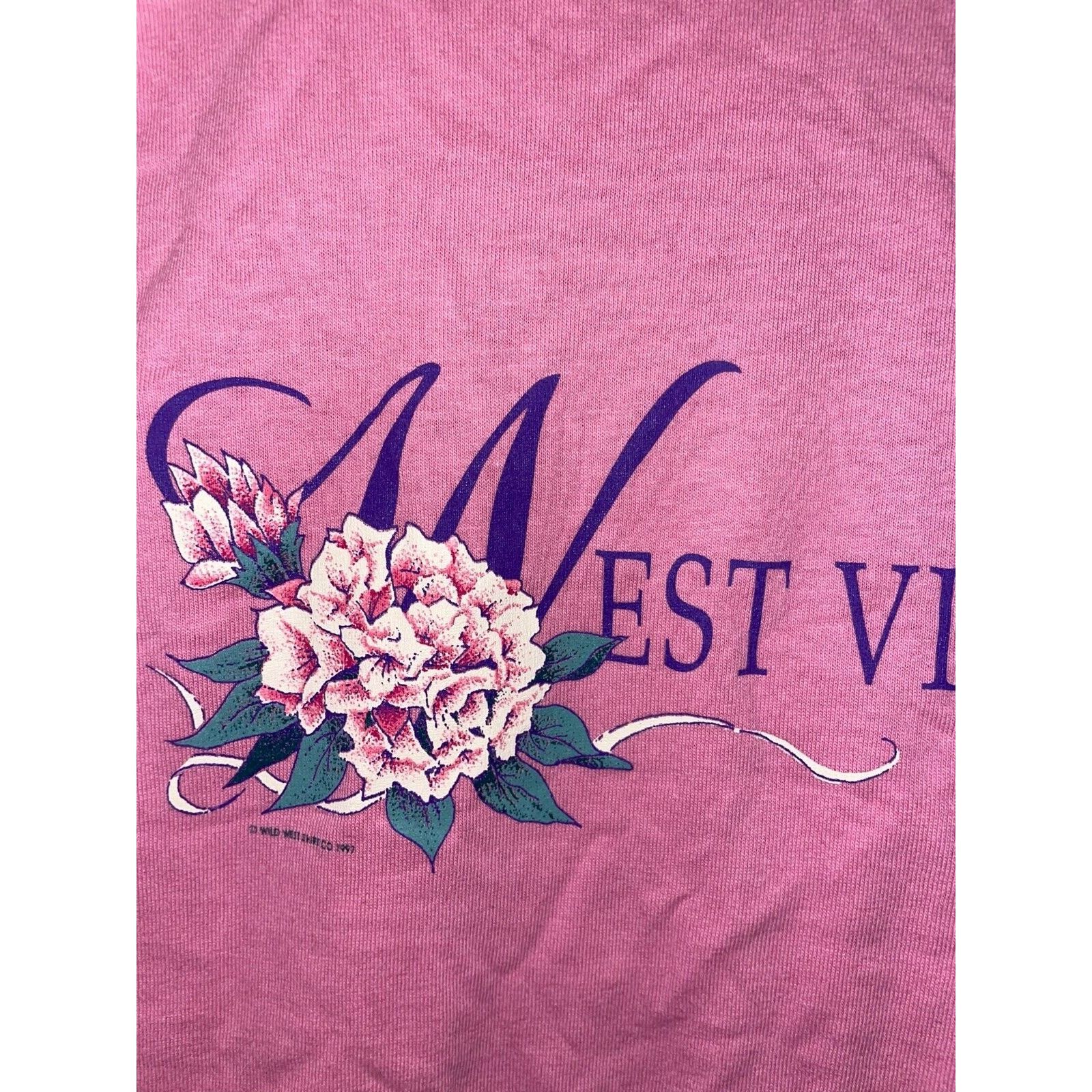 Jerzees Vintage West Virginia Shirt Flower State Pink VTG 90s Large Size US L / EU 52-54 / 3 - 2 Thumbnail