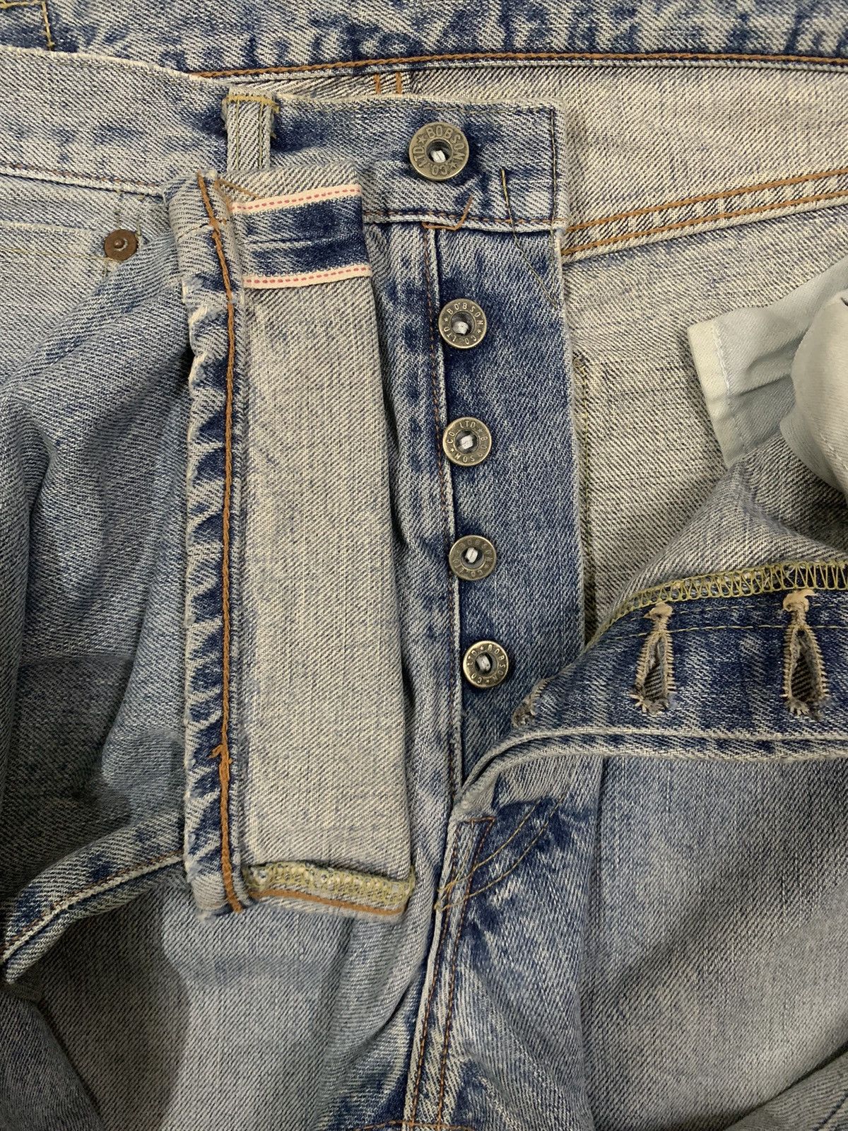 Japanese Brand Vintage 90s Bobson Selvedge Button Fly Loose Straight Jeans Size US 29 - 5 Thumbnail