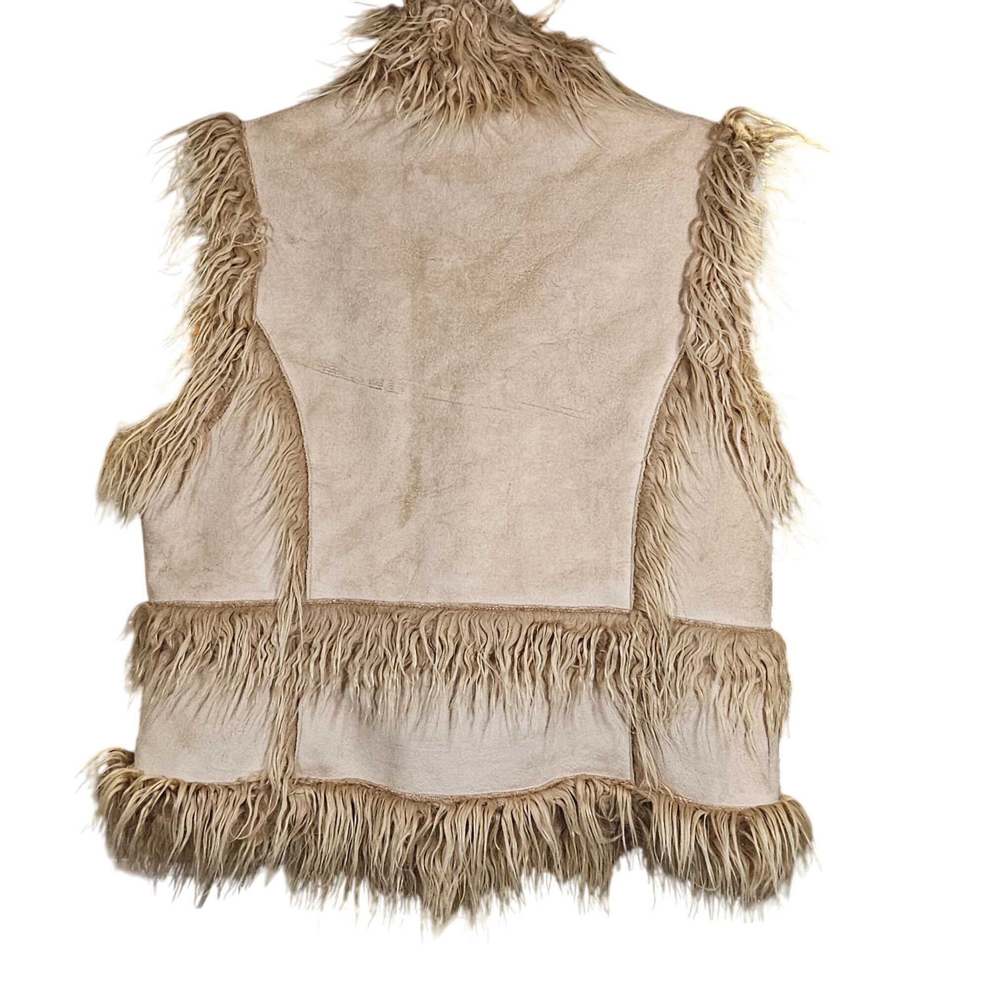 Other Vintage Boho Faux Fur Vest Women INC L Beige Shaggy 70s Fest Size L / US 10 / IT 46 - 3 Thumbnail