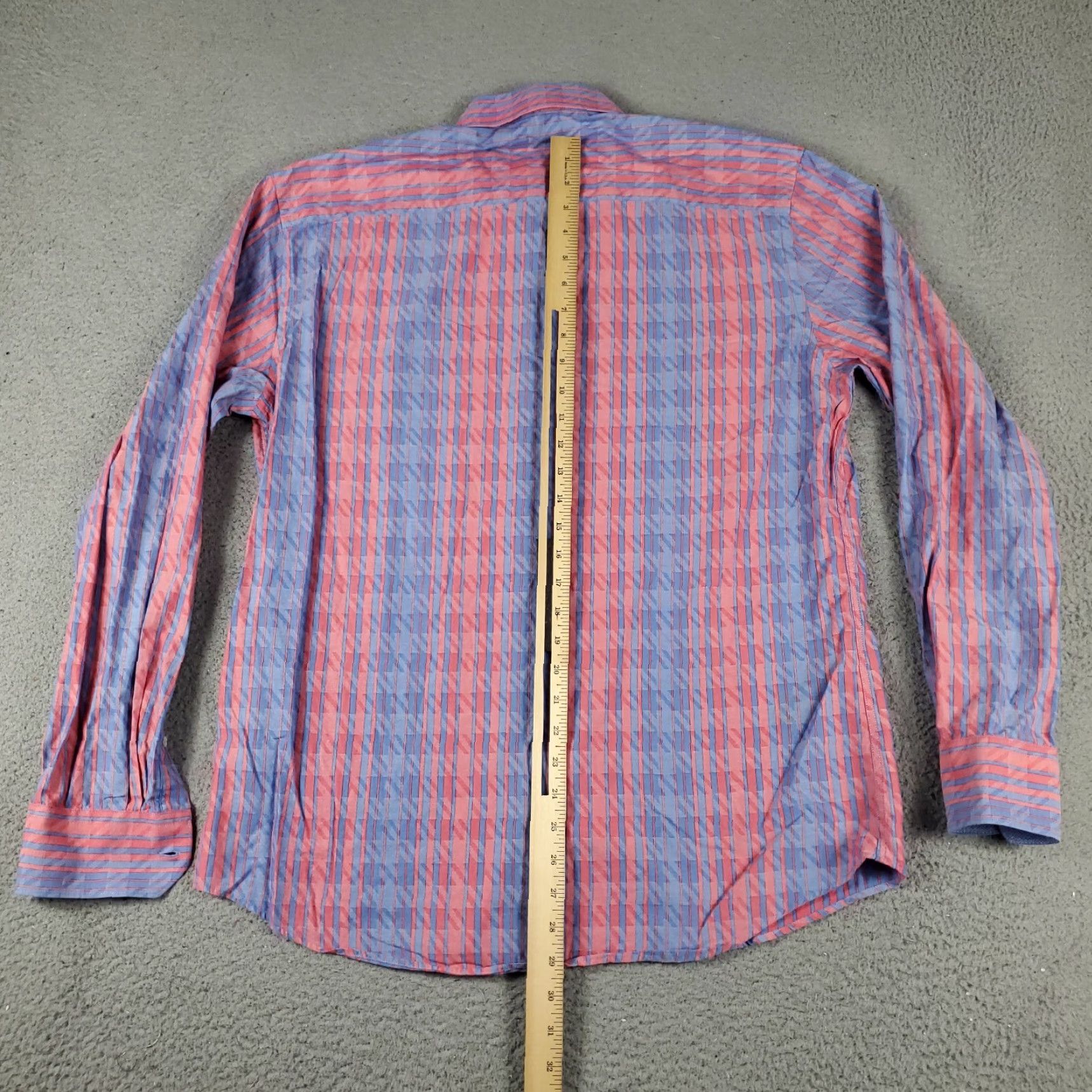 BUGATCHI Bugatchi Mens Button-Up Shirt L Blue Striped Cotton Classic Preppy American Modern Size US L / EU 52-54 / 3 - 4 Thumbnail