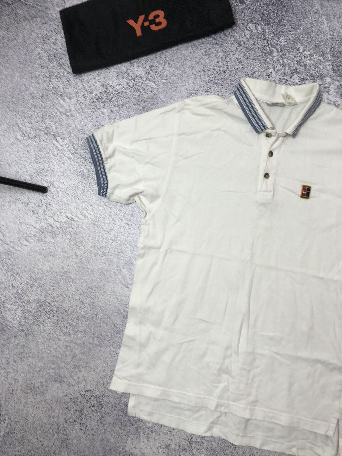 Nike Vintage polo Nike men’s size L y2k rare drill Size US L / EU 52-54 / 3 - 2 Thumbnail
