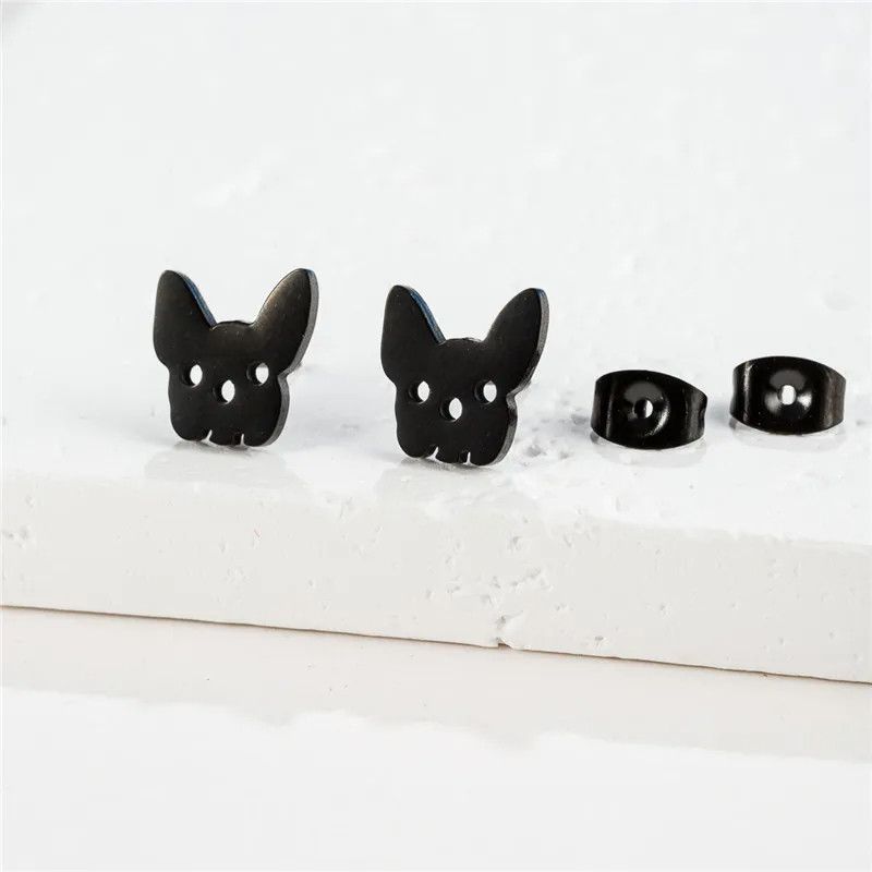 Jewelry Dog Head Mini Stud Earrings Charm Earring Gift Size ONE SIZE - 1 Preview