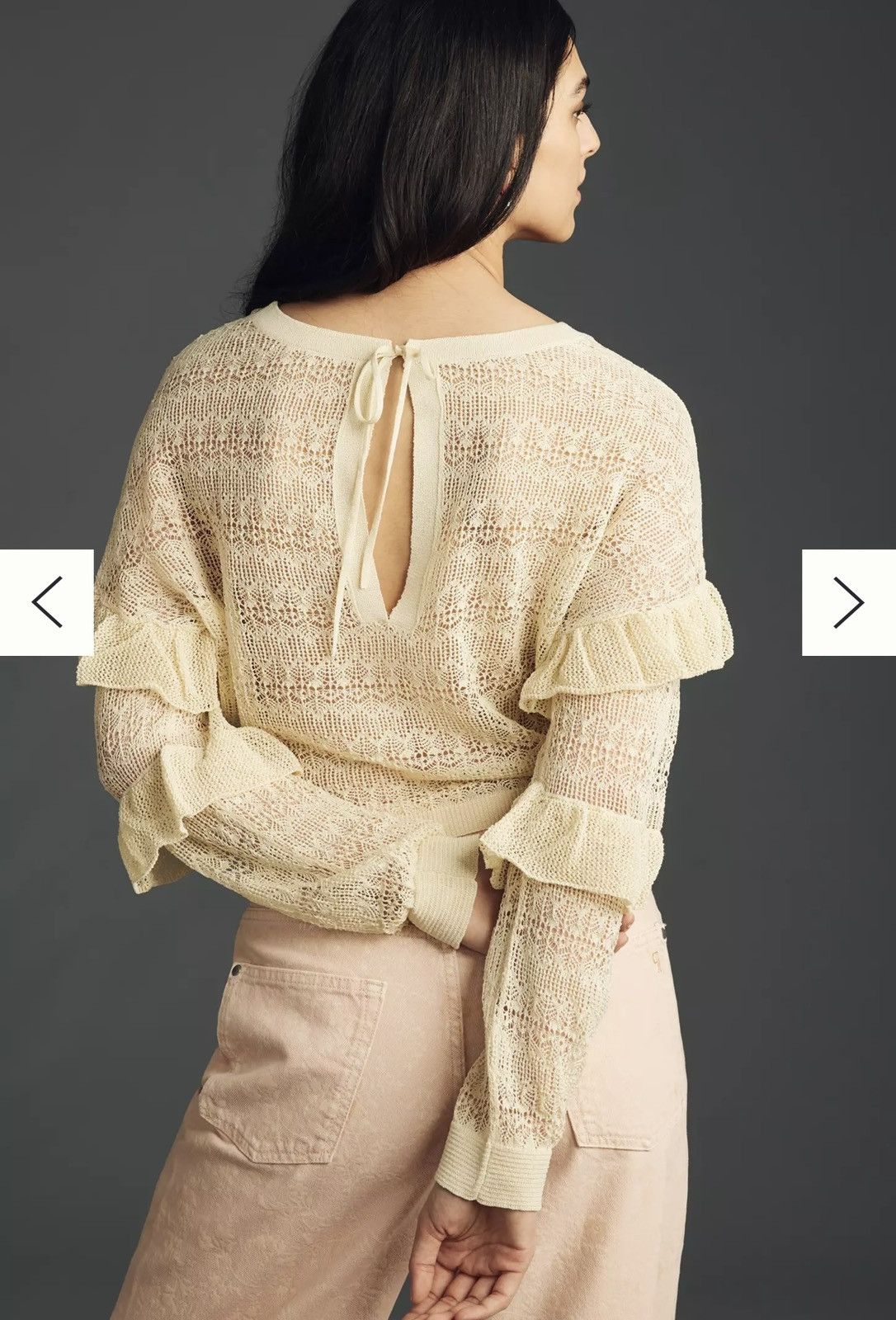 Anthropologie NWT By Anthropologie Sheer Ruffle Pullover Sweater Medium Size M / US 6-8 / IT 42-44 - 2 Thumbnail