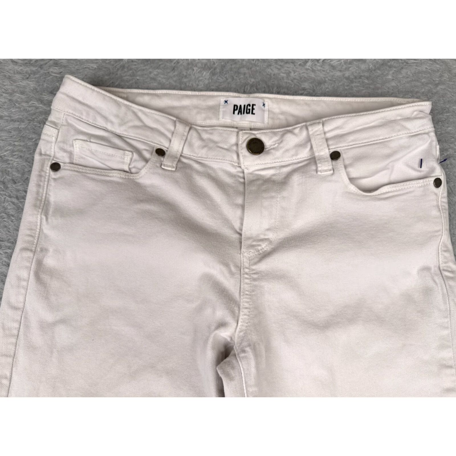 Anthropologie VINTAGE Anthropologie Paige Skinny Jeans Women 29 White Denim Crop Spring Summer Fall Winter Adult Slim Fit 5-Pocket Gu Size 29" - 4 Thumbnail