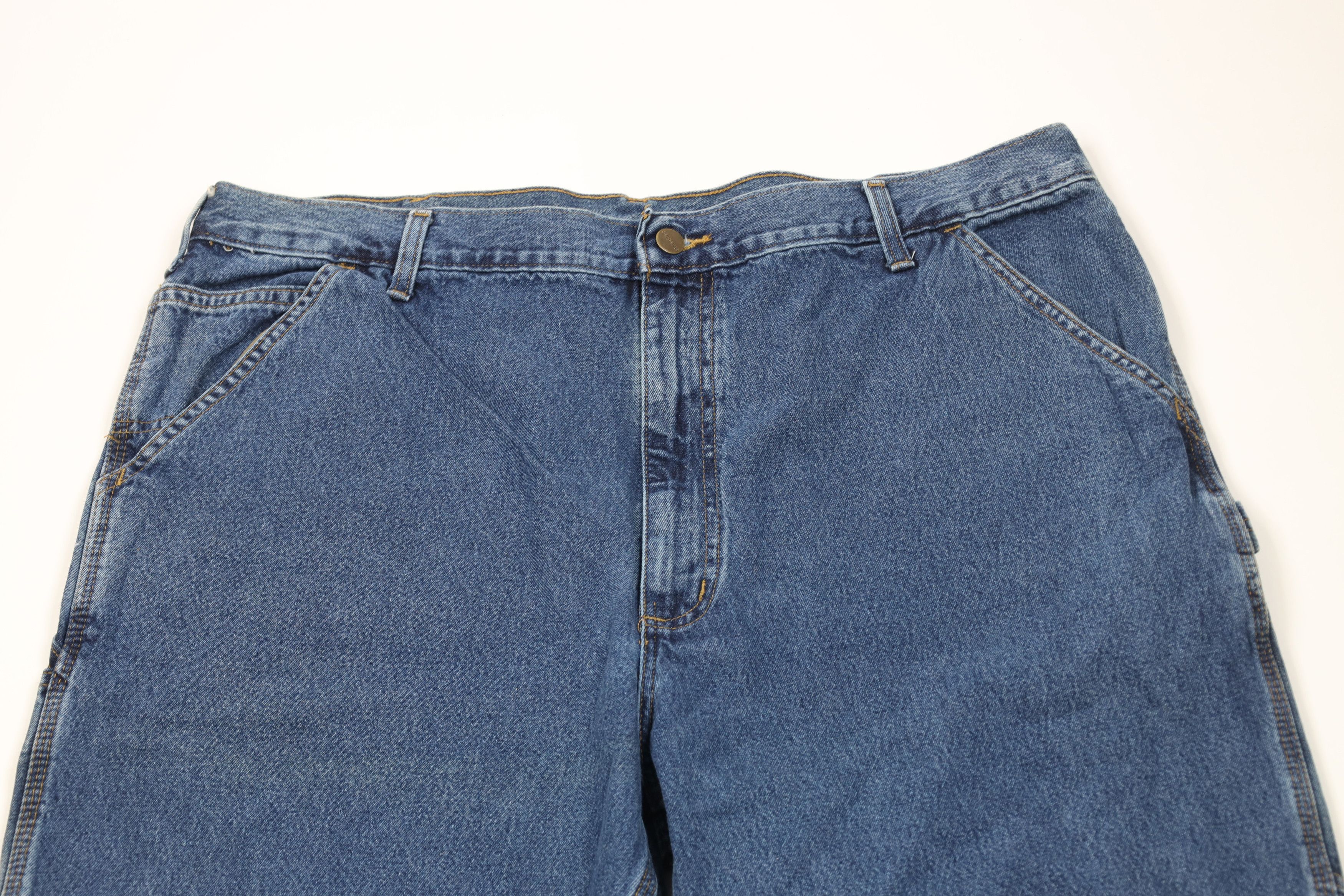 Carhartt × Vintage Vintage Carhartt Spell Wide Leg Dungaree Denim Jeans Blue Size US 40 / EU 56 - 2 Thumbnail
