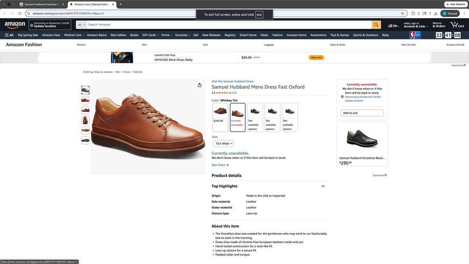 Samuel Hubbard Samuel Hubbard DressFast Whiskey Tan 1SAVE $100.00 Size US 10.5 / EU 43-44 - 2 Thumbnail