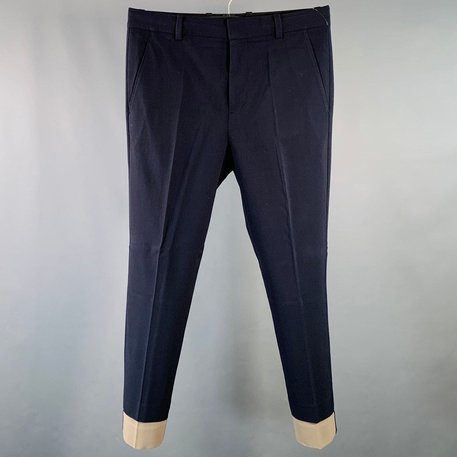 3.1 Phillip Lim 3.1 PHILLIP LIM Navy Twill Viscose Contrast Trim Dress Pants Size 34R - 1 Thumbnail
