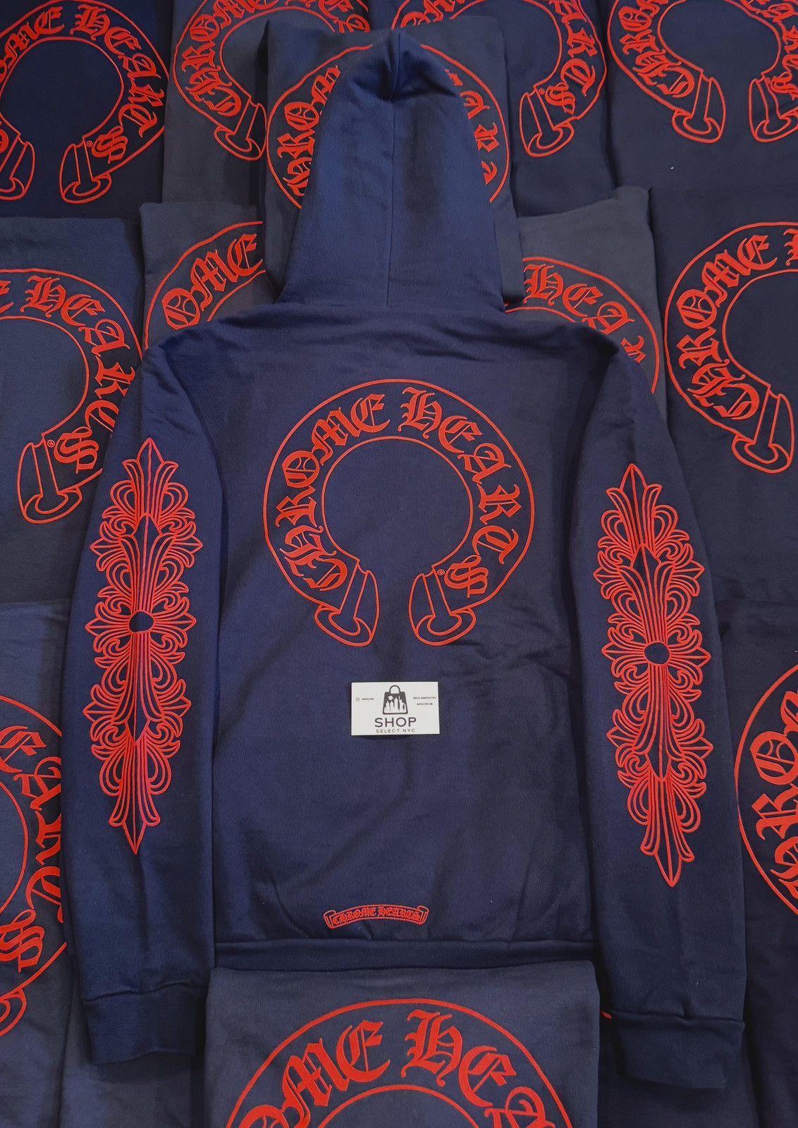 Chrome Hearts BRAND NEW Chrome Hearts Navy Red Floral Horseshoe Hoodie Size US M / EU 48-50 / 2 - 2 Thumbnail