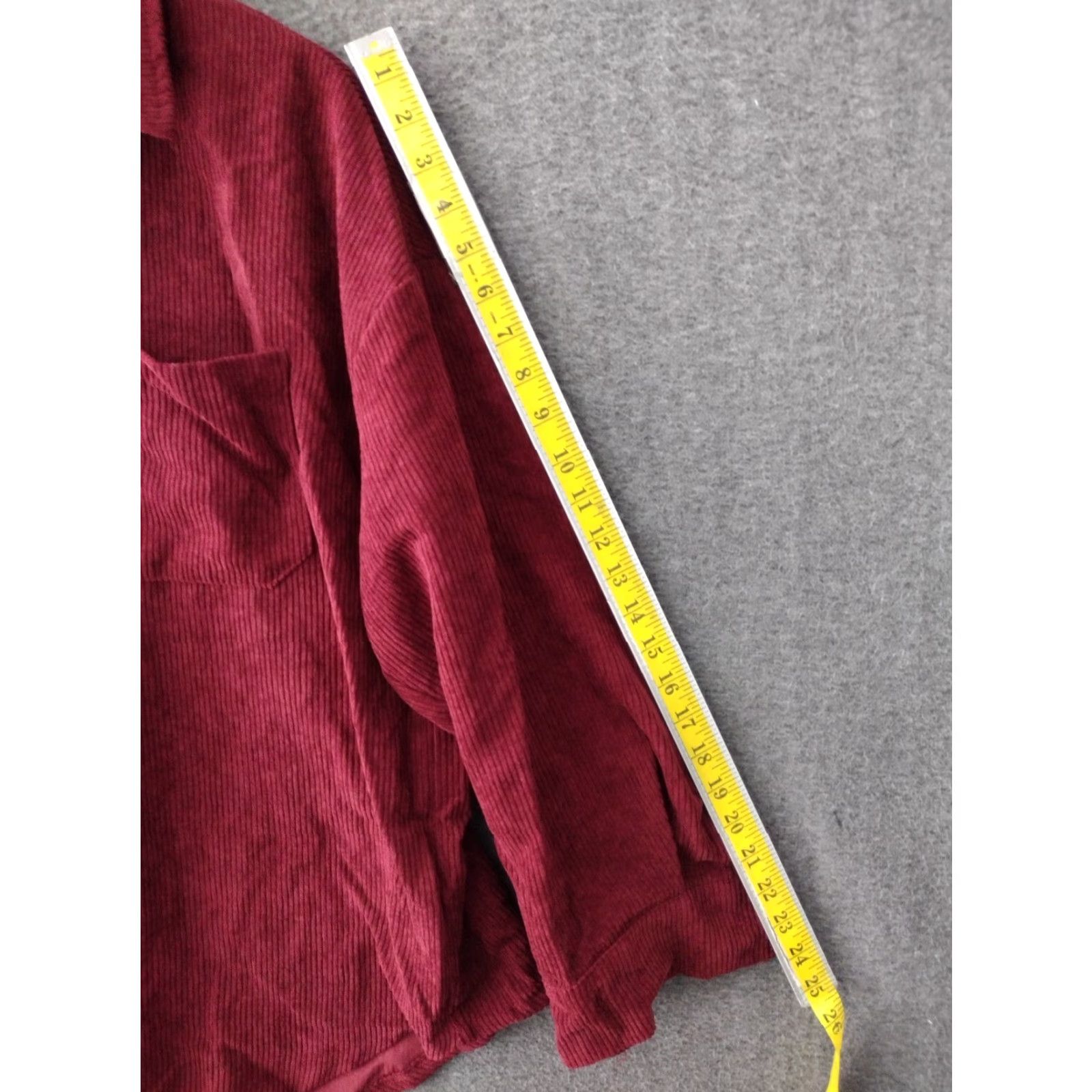 Vintage Red Wine Corduroy Button-Up Shirt Collared, 100% Cotton, M, Women, Long Sleeve, Solid, Vintage No, Casual, Lightweight Heavyweight? Size M / US 6-8 / IT 42-44 - 5 Thumbnail