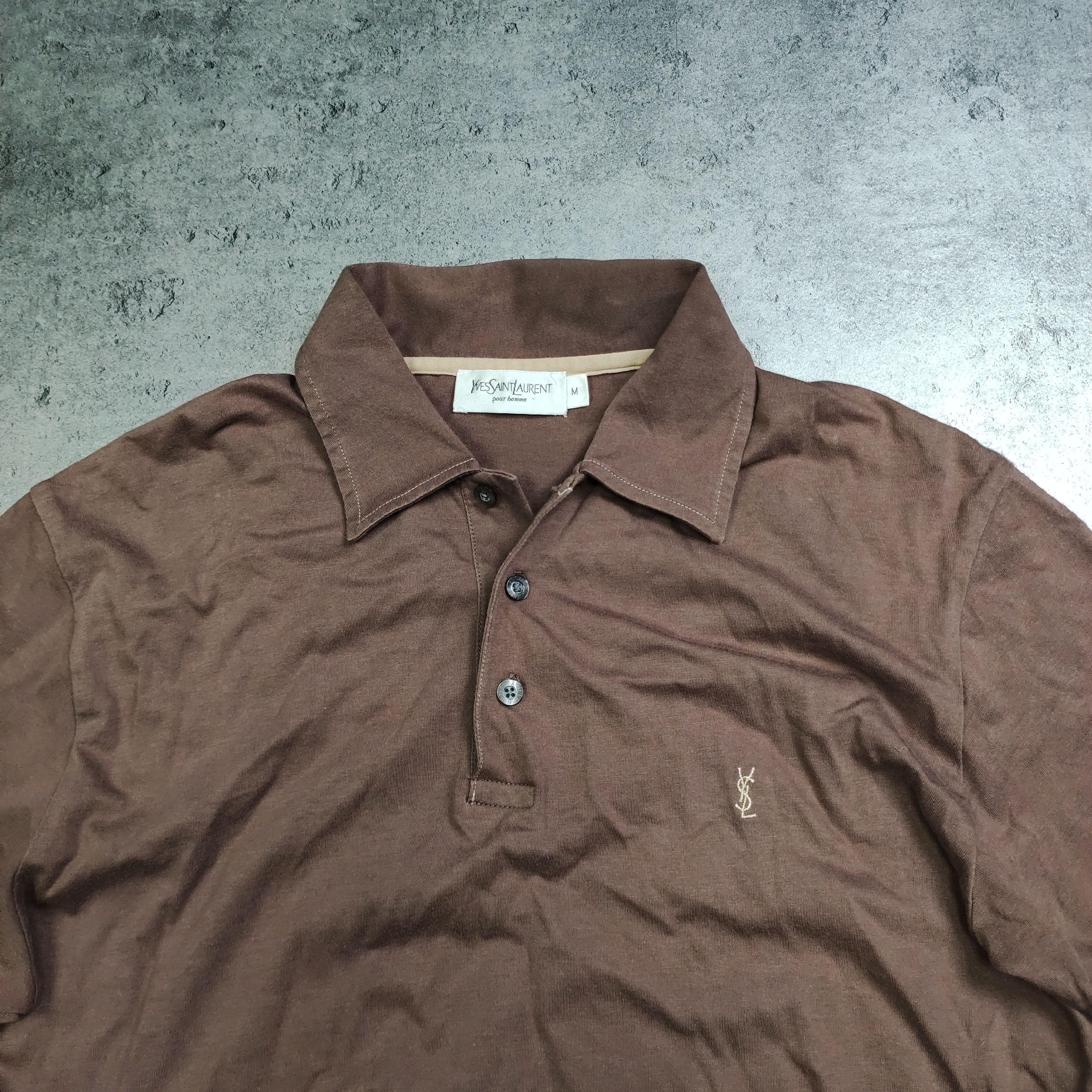 Vintage × Yves Saint Laurent RARE Vintage 90s YSL Yves Saint Laurent Brown Mocha Polo Size US M / EU 48-50 / 2 - 4 Thumbnail