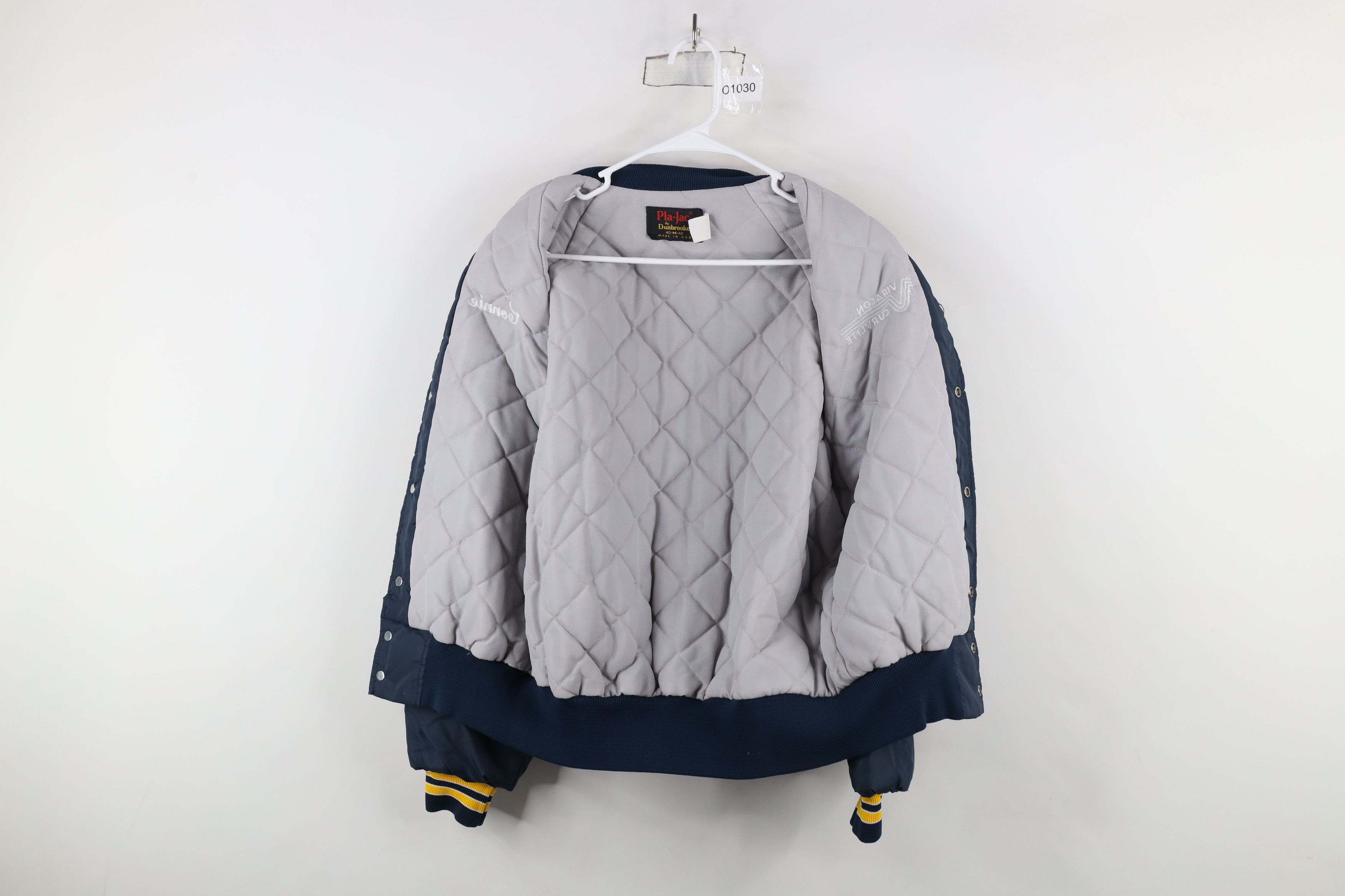 Vintage Vinage 80s Curvlite Glass Quilted Bomber Jacket Blue USA Size US M / EU 48-50 / 2 - 10 Thumbnail