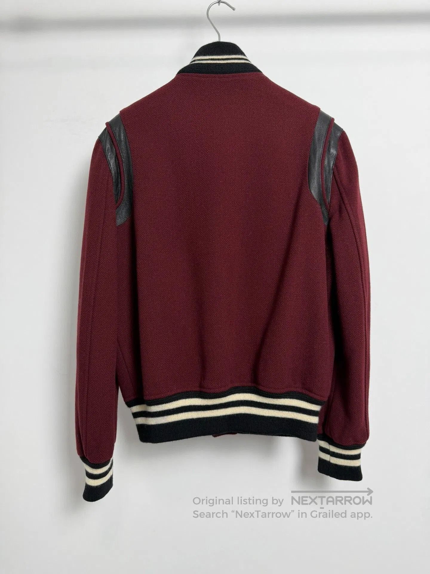 Saint Laurent Paris Saint Laurent Burgundy Leather Baseball Jacket. Size US S / EU 44-46 / 1 - 2 Thumbnail