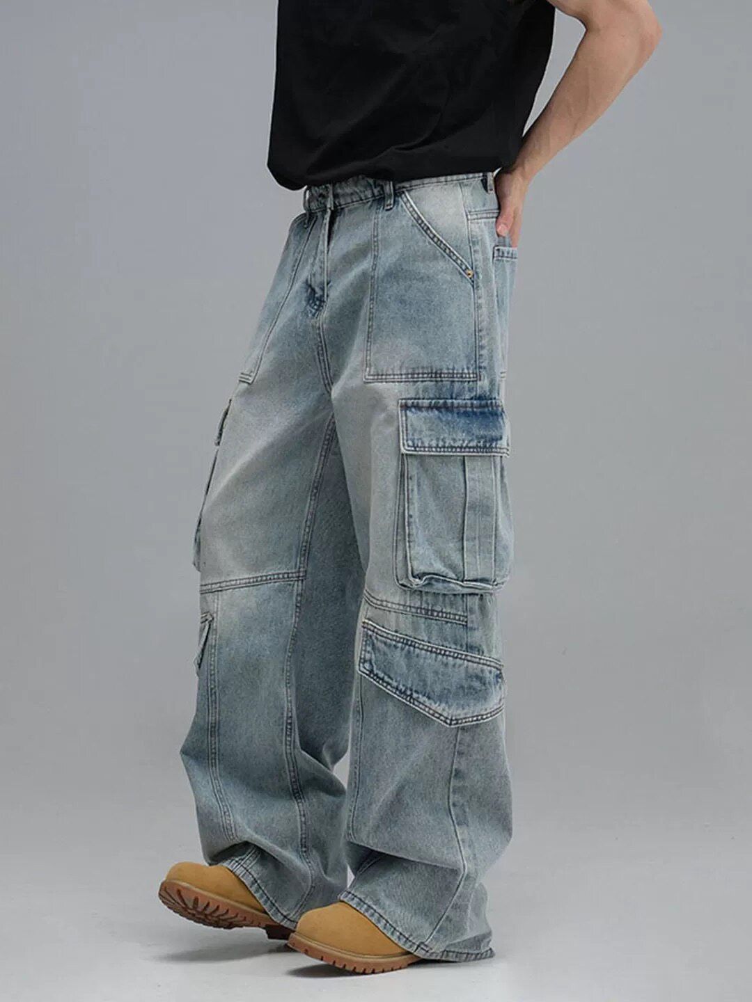 Vintage American Vintage Washed Multi-Pocket Cargo Jeans Size US 32 / EU 48 - 2 Thumbnail