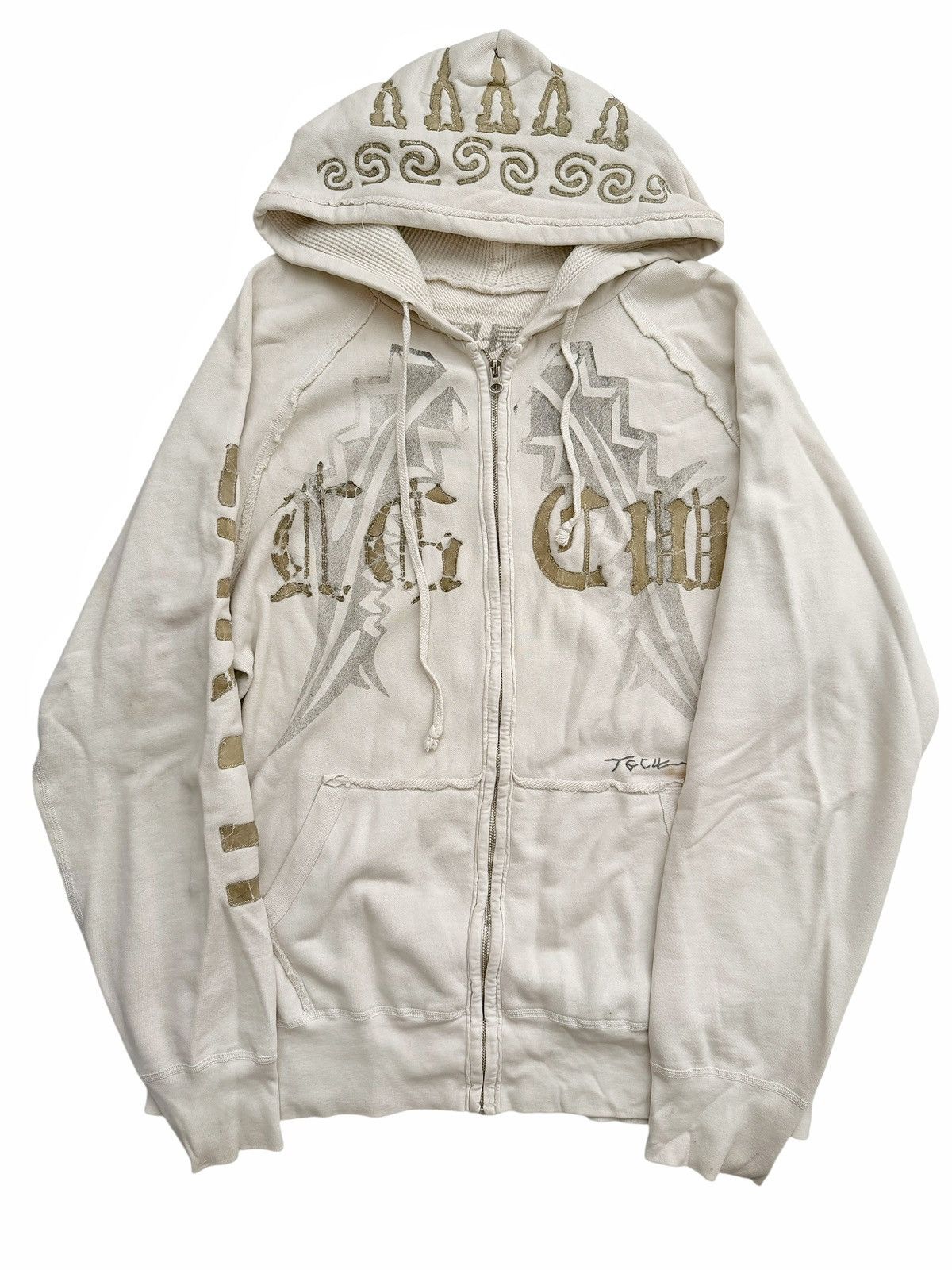 The Great China Wall 2000’s Patchwork Appliqué Skull Zip Hoodie Size US XXL / EU 58 / 5 - 1 Thumbnail