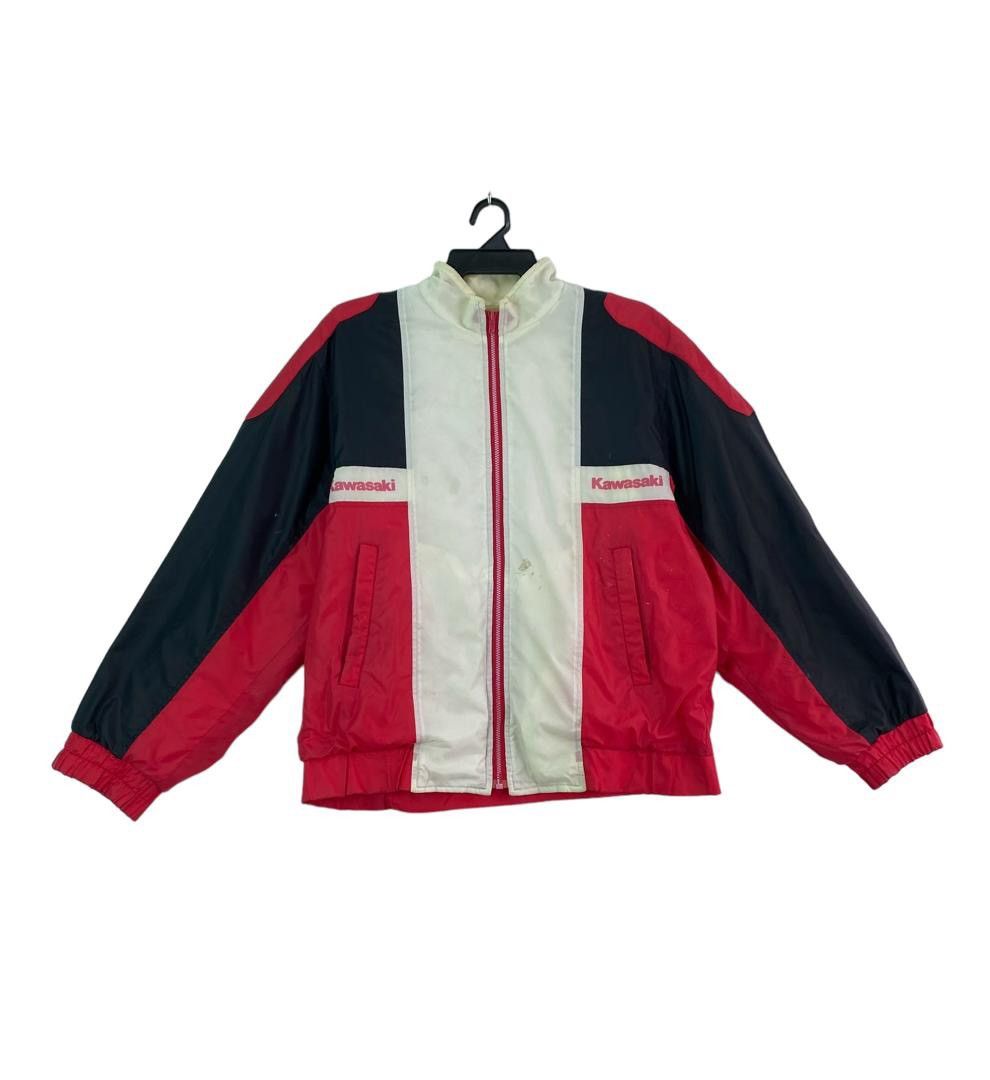 Vtg 90s KAWASAKI color block racing motorcycle shell jacket