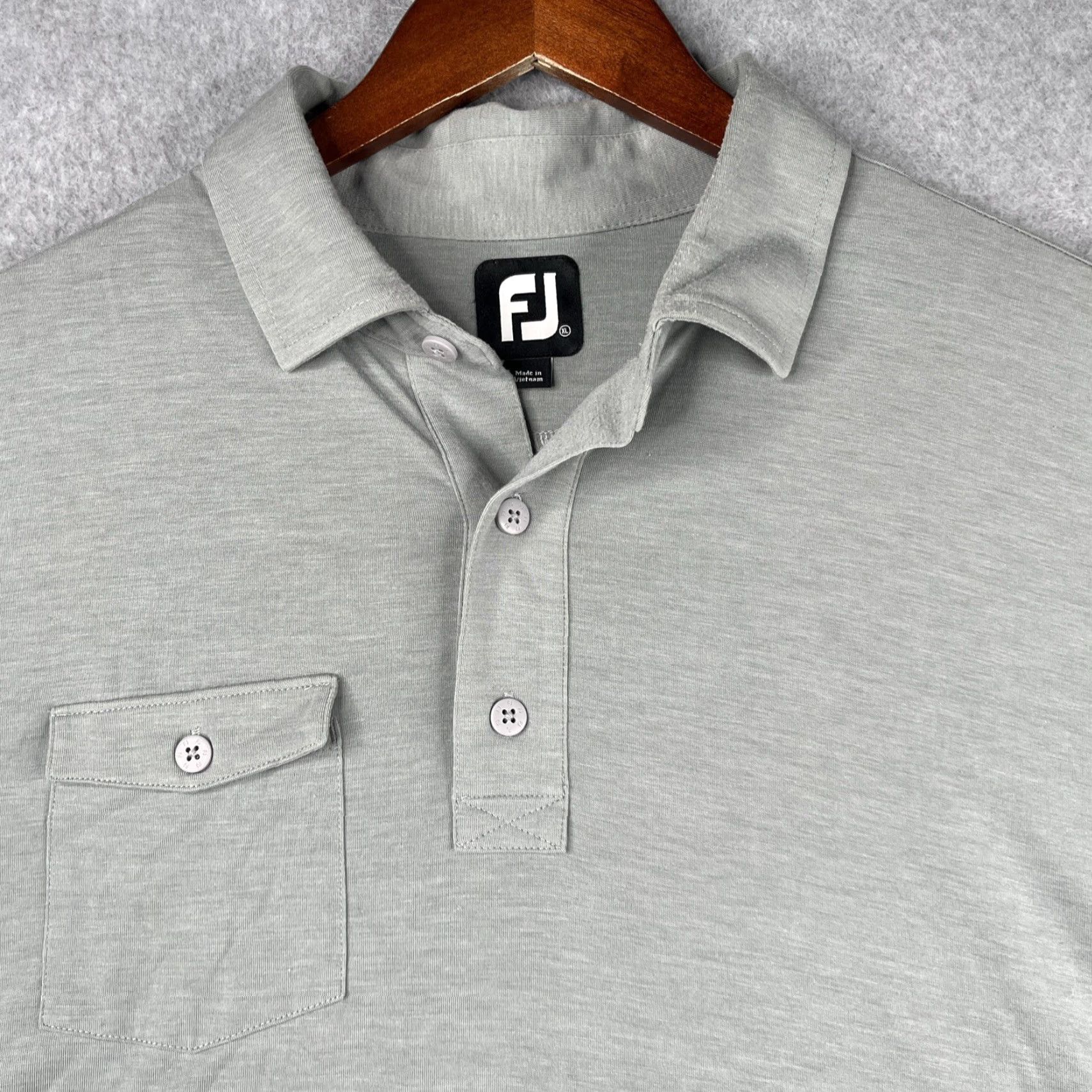 Footjoy FootJoy Polo Shirt Mens XL Golf Performance Button Pocket Stretch Grey Heather Solid Short Sleeve Size US XL / EU 56 / 4 - 4 Thumbnail