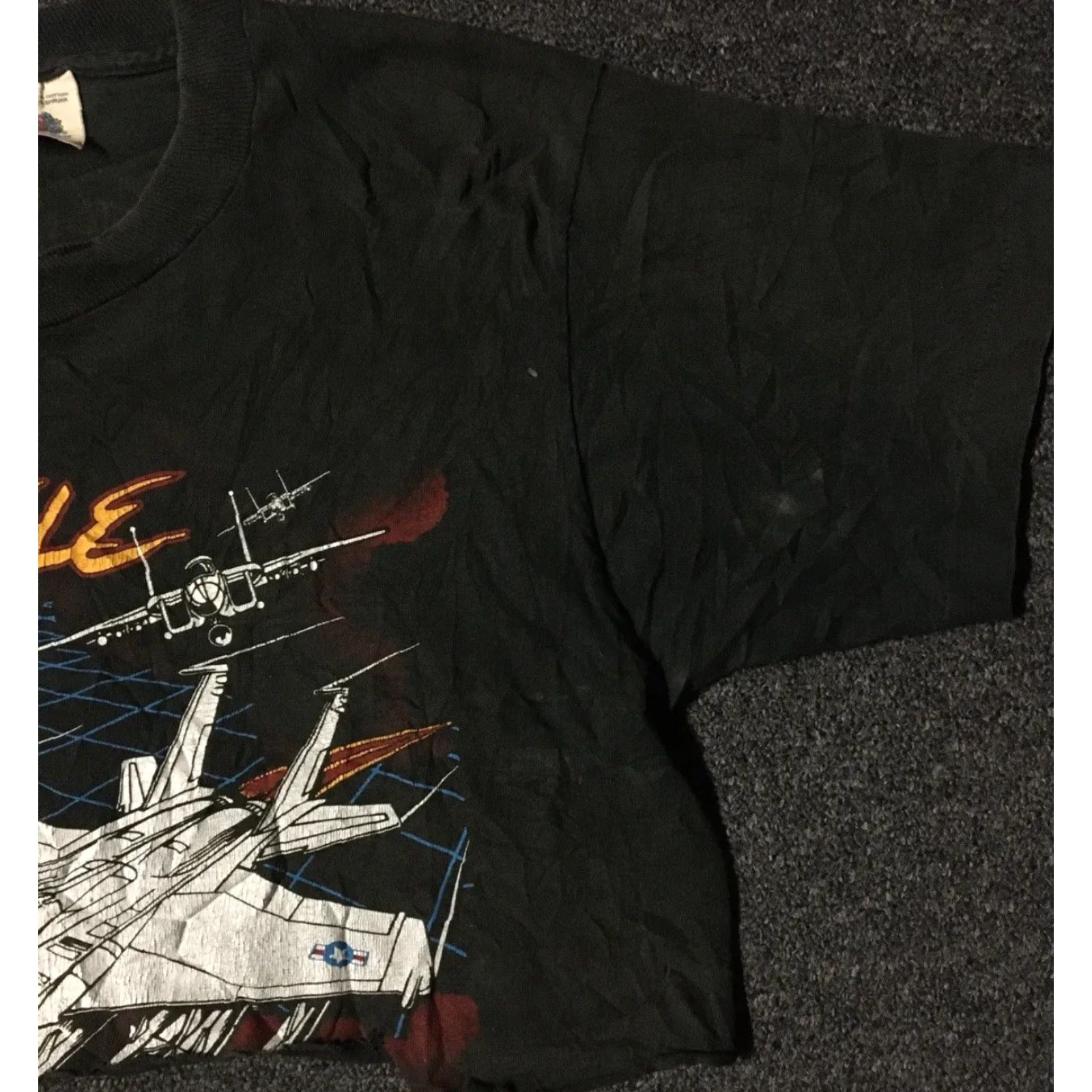 Vintage VINTAGE F-15 Eagle T-Shirt Shirt Crop M USAF Army Biker Grunge 80s 90s Black Womens US Single Stitch Distressed Size M / US 6-8 / IT 42-44 - 5 Thumbnail