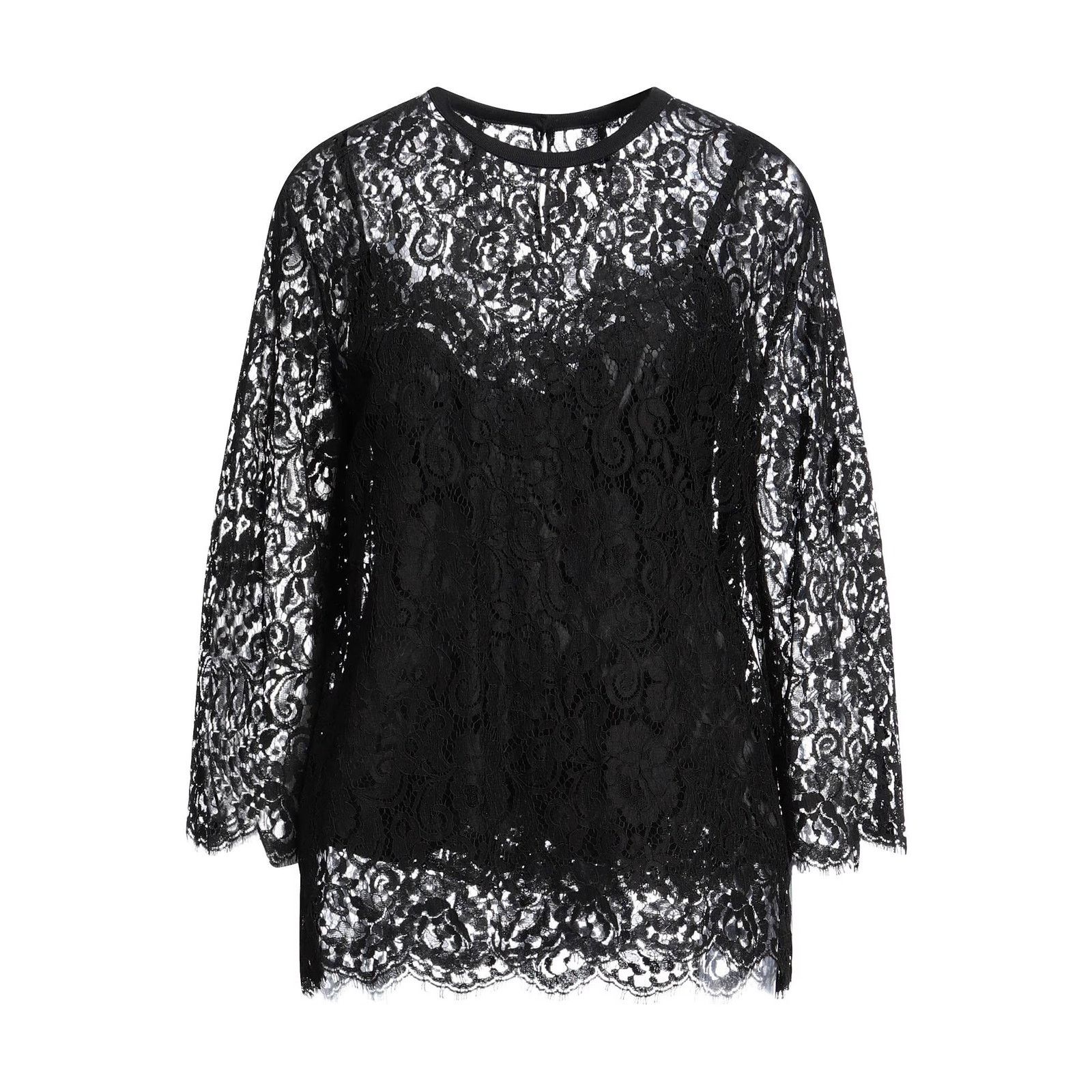 Dolce & Gabbana Dolce & Gabbana Black Lace 3/4 Sleeve Top Blouse IT 38 XS Size XS / US 0-2 / IT 36-38 - 4 Thumbnail