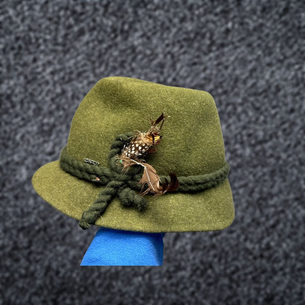 Vintage Vintage CAPO Austrian Tyrolean National Fedora Hat Size 60 Green Wool Fedora Capo Capo 60 Mens Womens Boys Girls Size ONE SIZE - 1 Thumbnail
