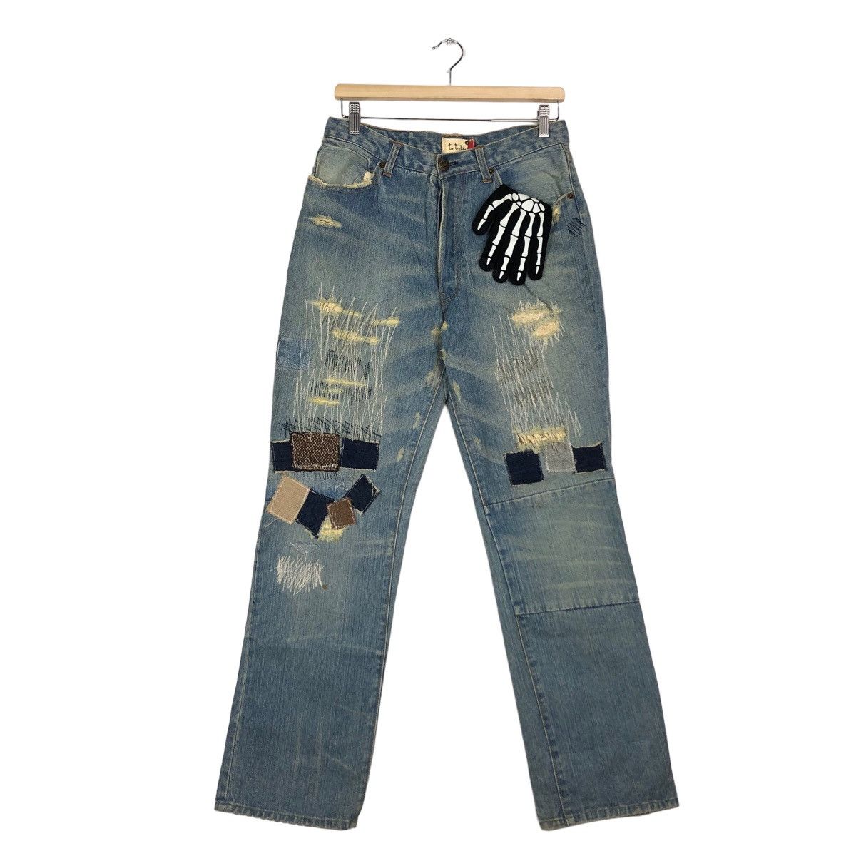 Japanese Brand 🔥Issey Miyake TTU Japan Distressed Denim Jeans Patchwork Size US 30 / EU 46 - 2 Thumbnail