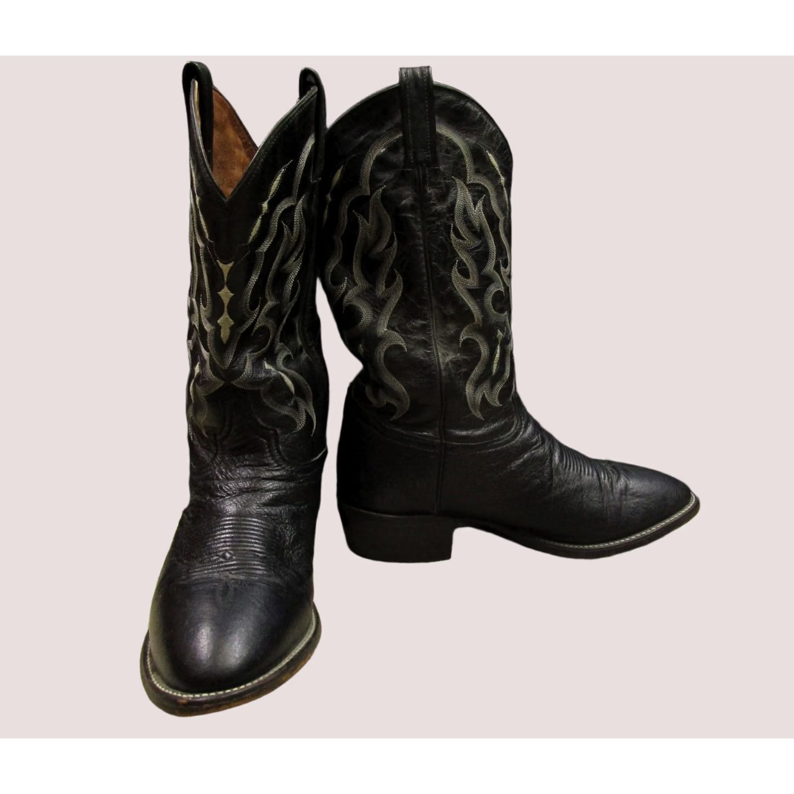 Tony Lama 2086  Black Leather Western Cowboy Boots Men 9.5EE Tony Lama Vintage Classic Black Western | Mercari main image 3