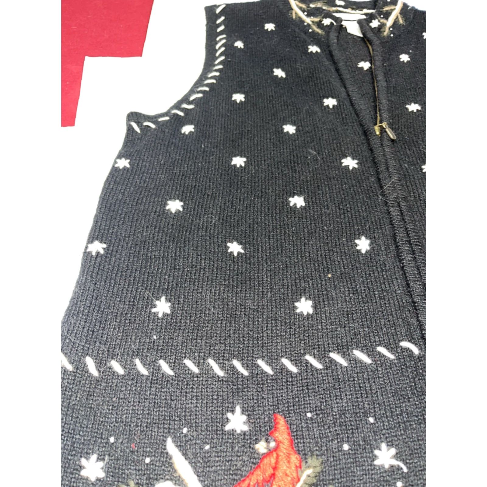 Vintage VINTAGE CJ Banks Black Red Cardinal Winter Snow Holiday Vest Women 1XL Zip Embroidery Christmas Birds Sweater Vest Women Plus Size 1XL Size XXL / US 16-18 / IT 52-54 - 3 Thumbnail