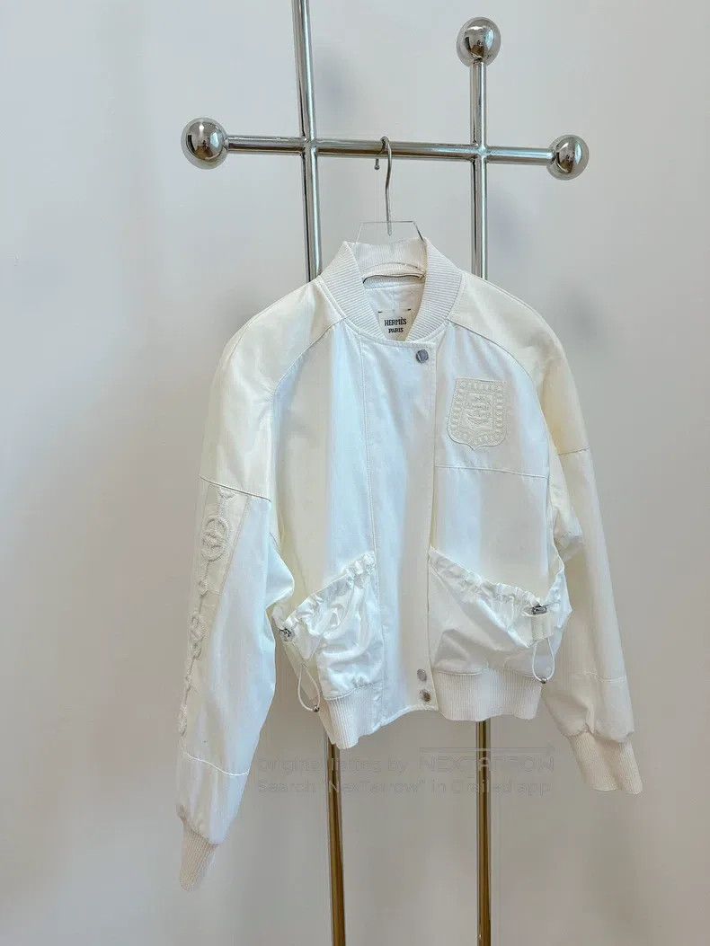 Hermes Hermes White Leather Jacket, Classic Style Size S / US 4 / IT 40 - 3 Thumbnail