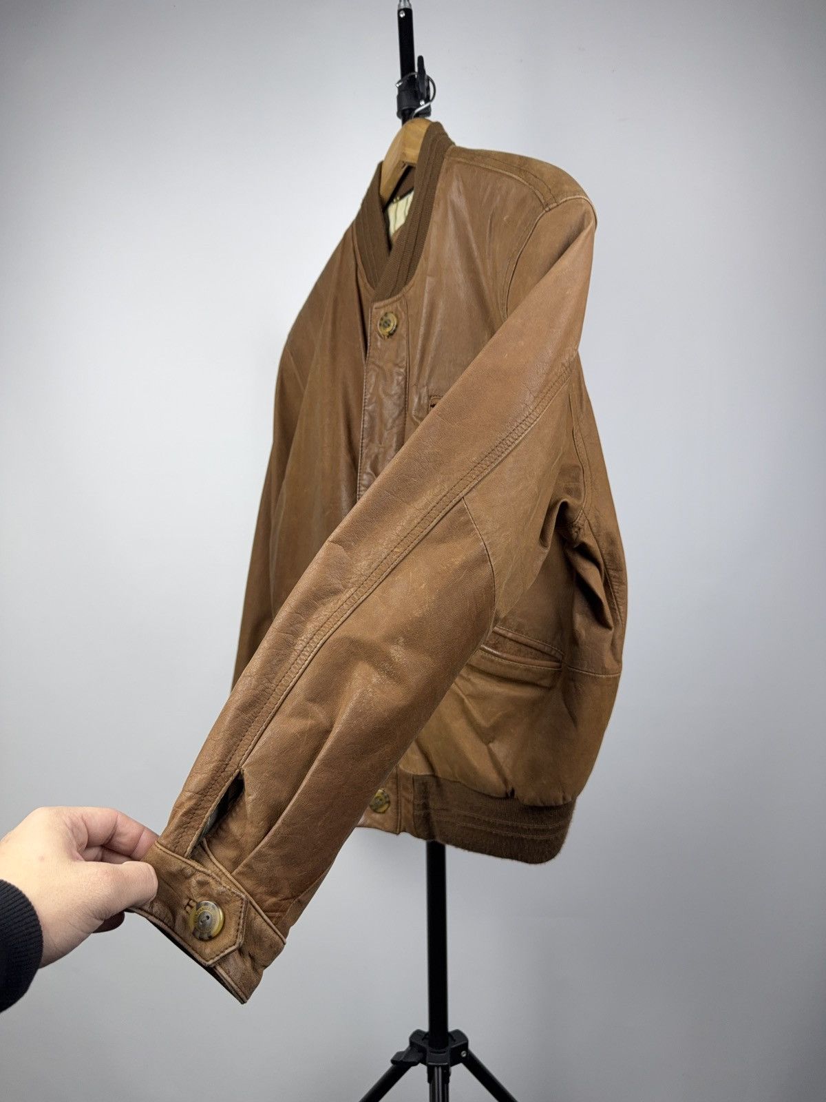 Japanese Brand Vintage 90s Retro Avant Garde Biker Leather Bomber Jacket Size US S / EU 44-46 / 1 - 4 Thumbnail