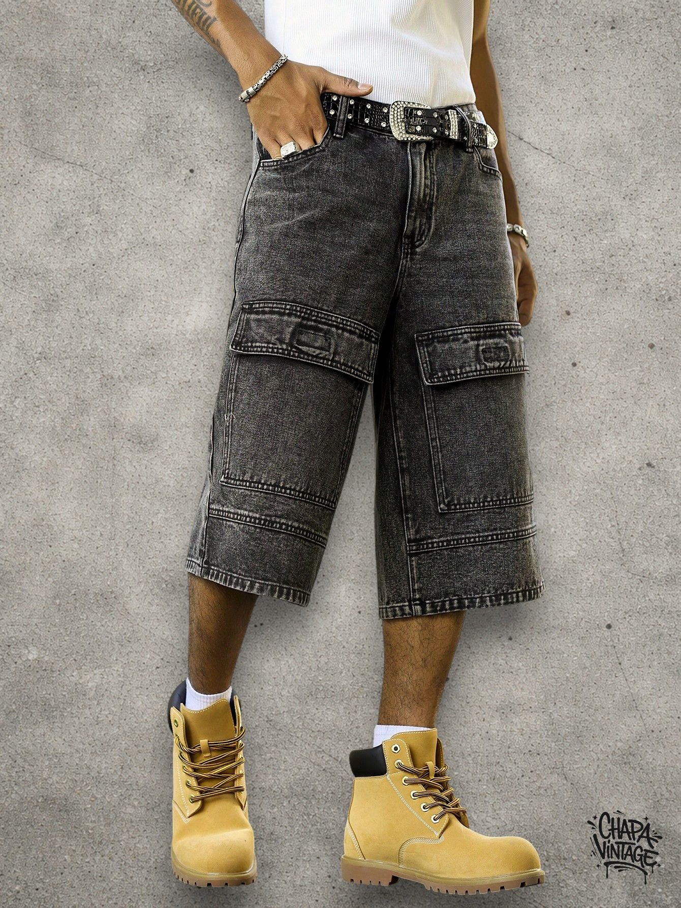 Japanese Brand Cargo gray denim jorts Size US 32 / EU 48 - 1 Thumbnail
