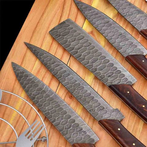 Other Chef Knife Set of 5 with Rose-Wood Handles Size ONE SIZE - 4 Thumbnail