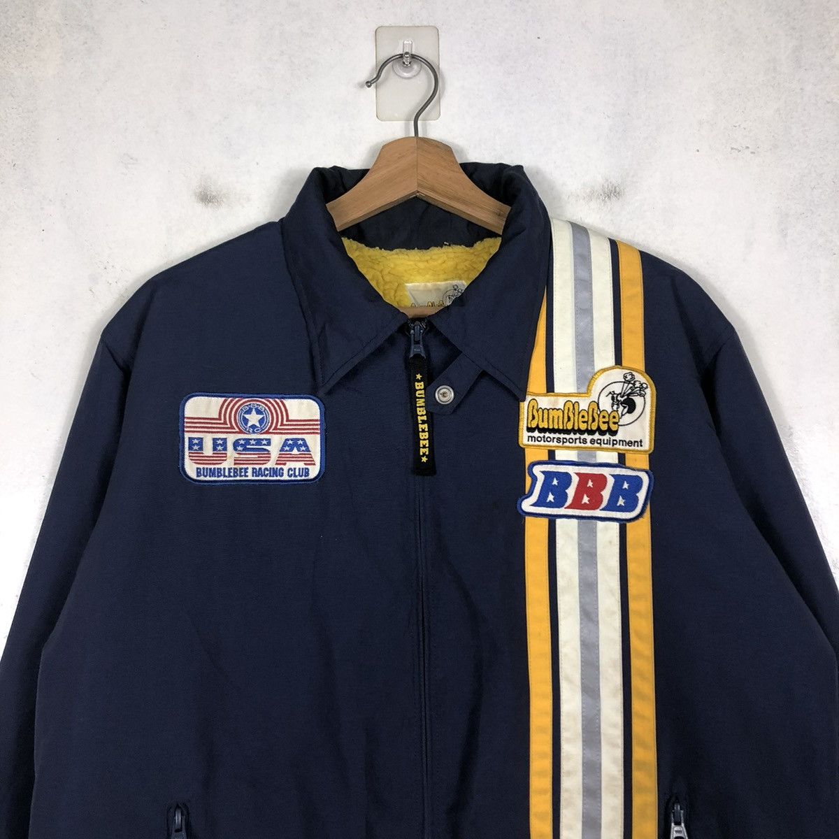 Japanese Brand 📌VINTAGE BOMBER BIKER JACKET BUMBLEBEE RACING CLUB USA Size US L / EU 52-54 / 3 - 5 Thumbnail