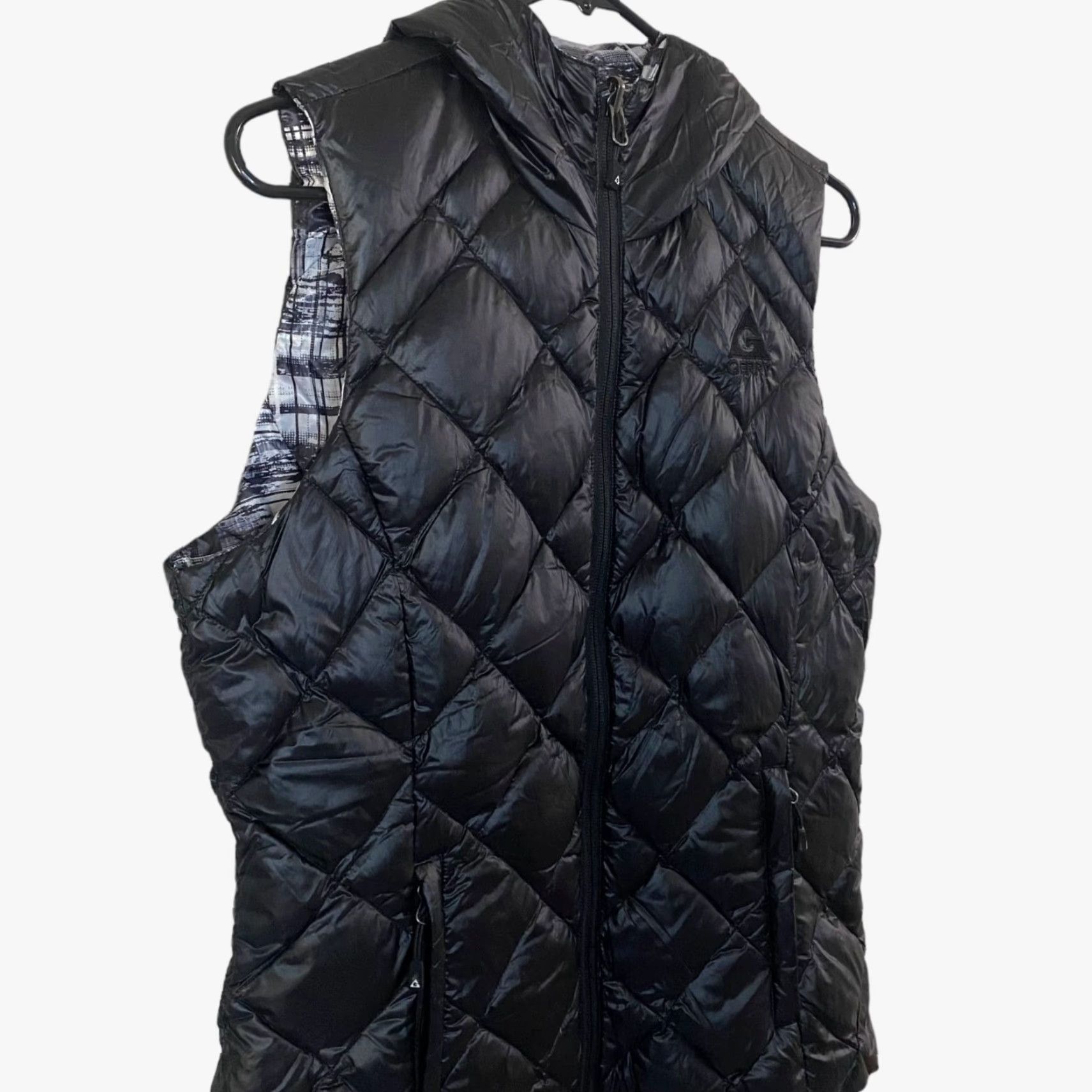 Vintage Gerry Quilted Down Puffer Vest Hood Black Womens Small Full Zip Reversible Size S / US 4 / IT 40 - 4 Thumbnail