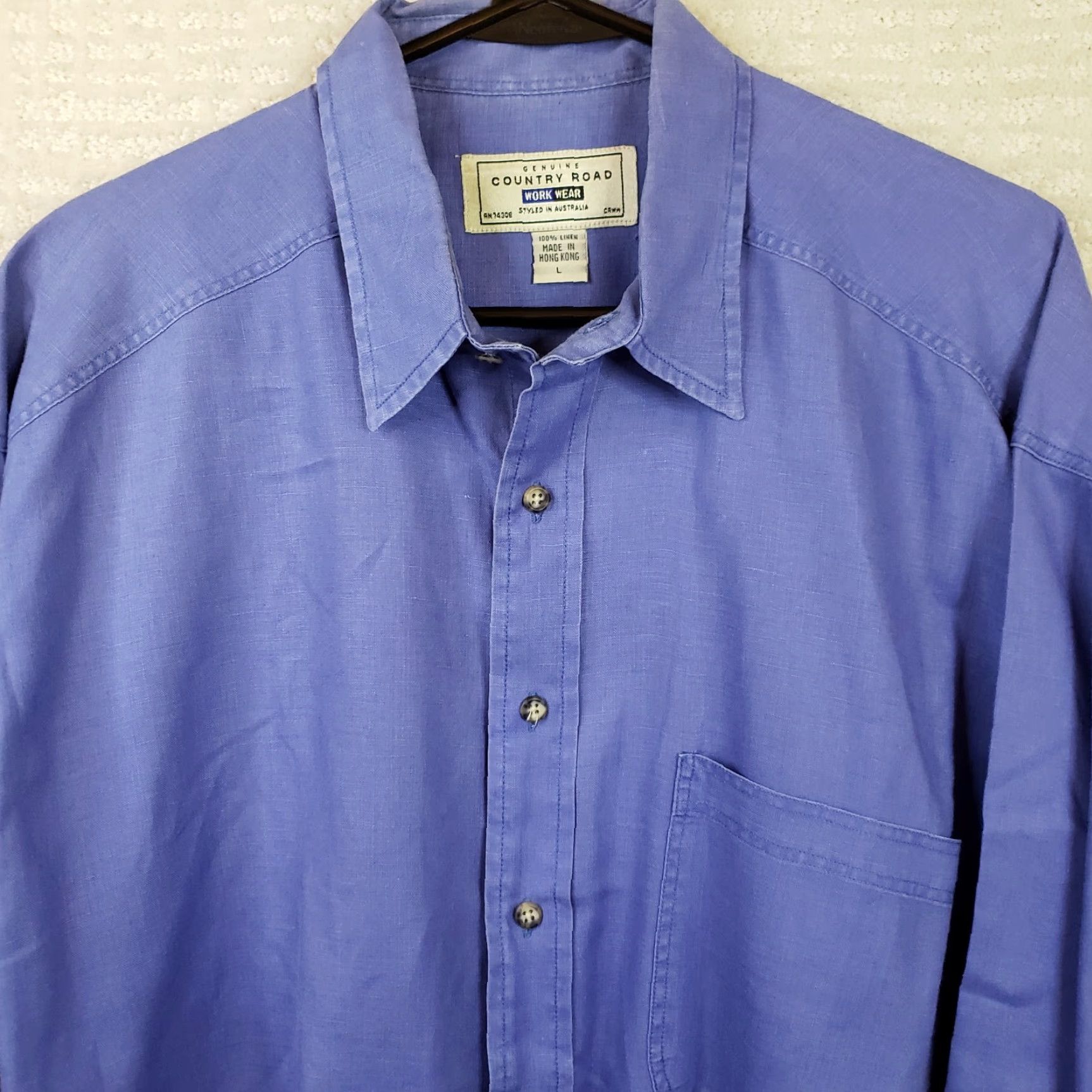 Country Road Country Road Shirt Men's L Blue Linen Plaid Button Up Short Sleeve Lightweight Size US L / EU 52-54 / 3 - 3 Thumbnail