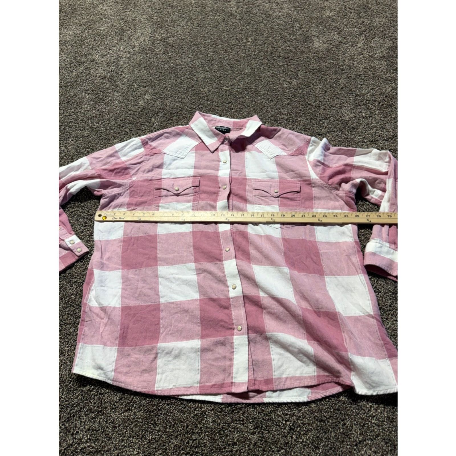 Wrangler Wrangler Retro Women's Shirt 2XL Pink Plaid Distress Sparkle Snap Button-Up Casual Western Vintage: No Size XXL / US 16-18 / IT 52-54 - 4 Thumbnail