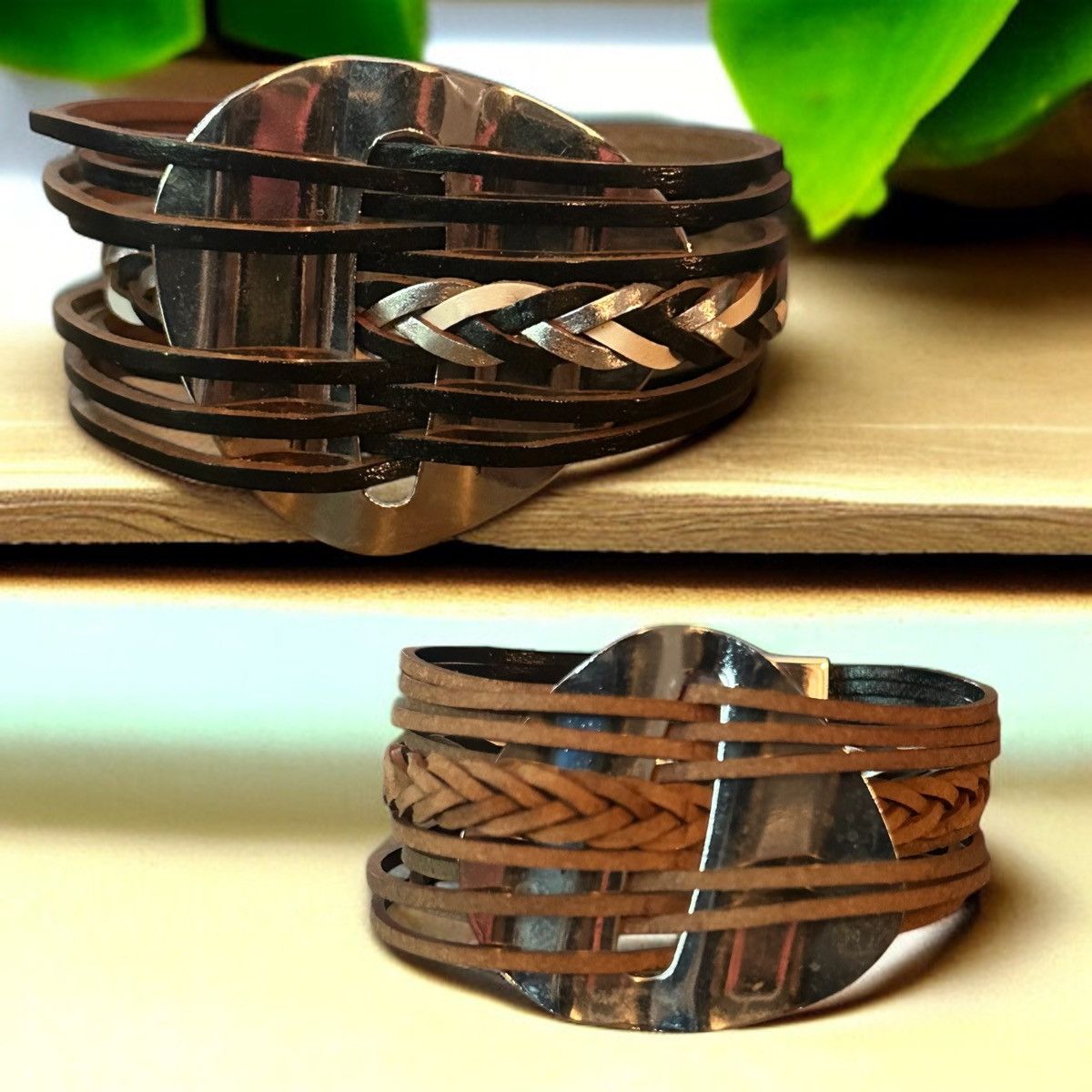 Other Reversible multi leather strand magnetic bangle bracelet Size ONE SIZE - 1 Thumbnail