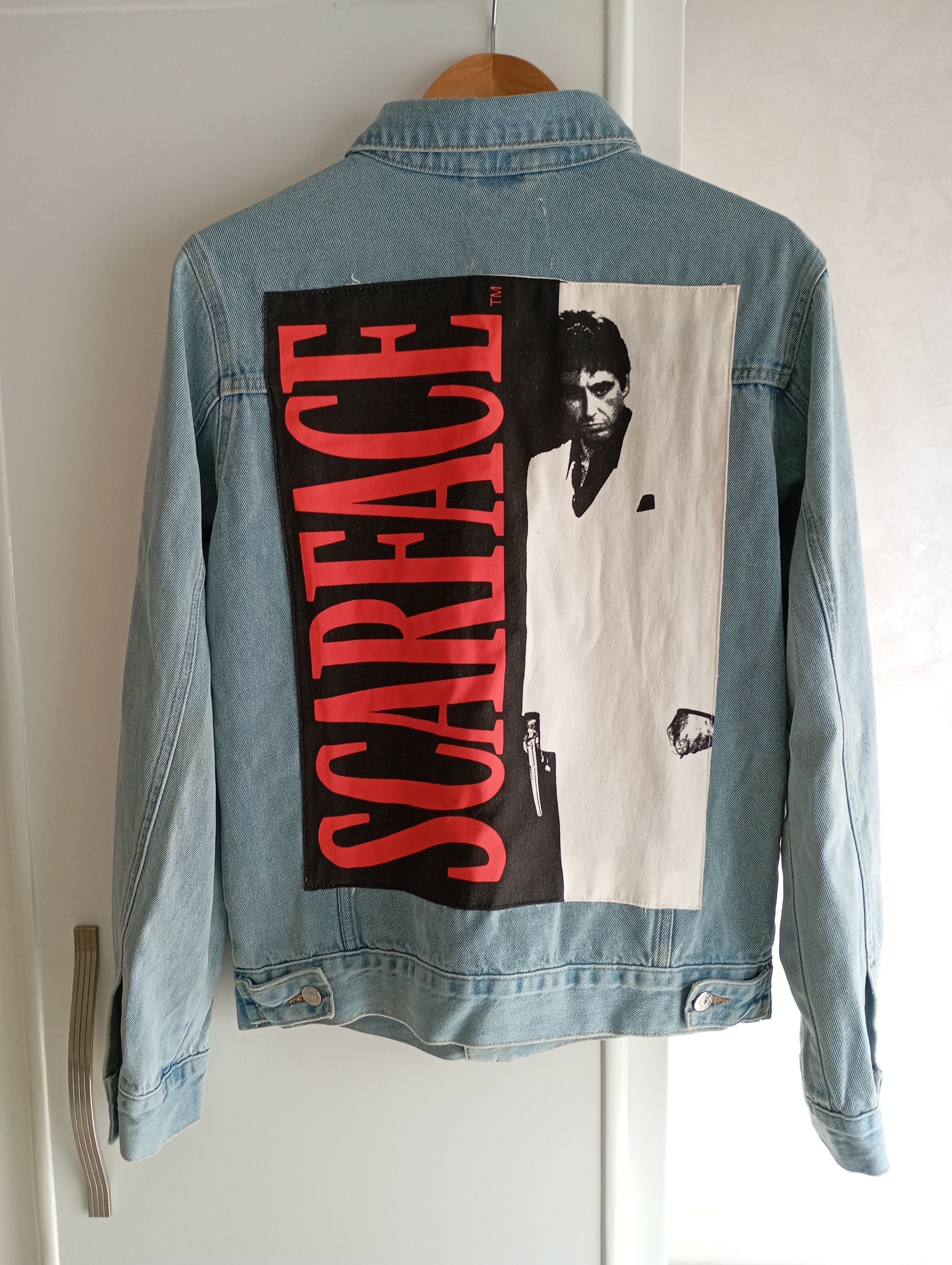 Vintage Scarface Tony Montana alpacino Vintage Denim Jacket Size US S / EU 44-46 / 1 - 1 Thumbnail