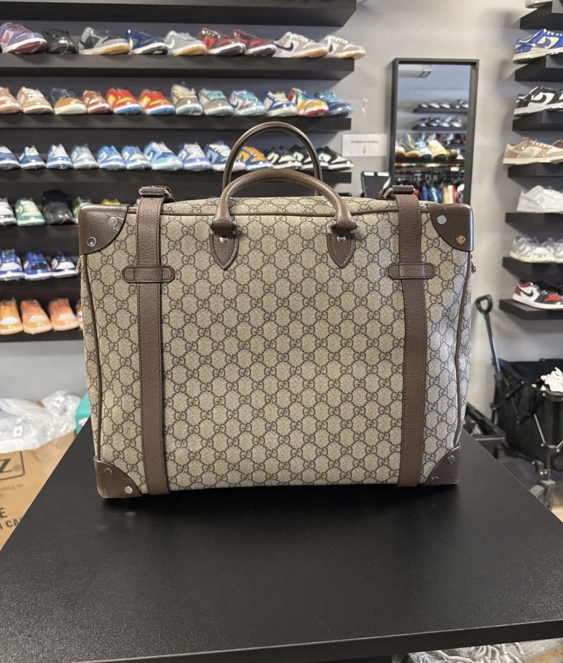 Gucci AUTHENTIC Gucci Beige GG Supreme Trunk Holdall Tote Brown Size ONE SIZE - 6 Thumbnail
