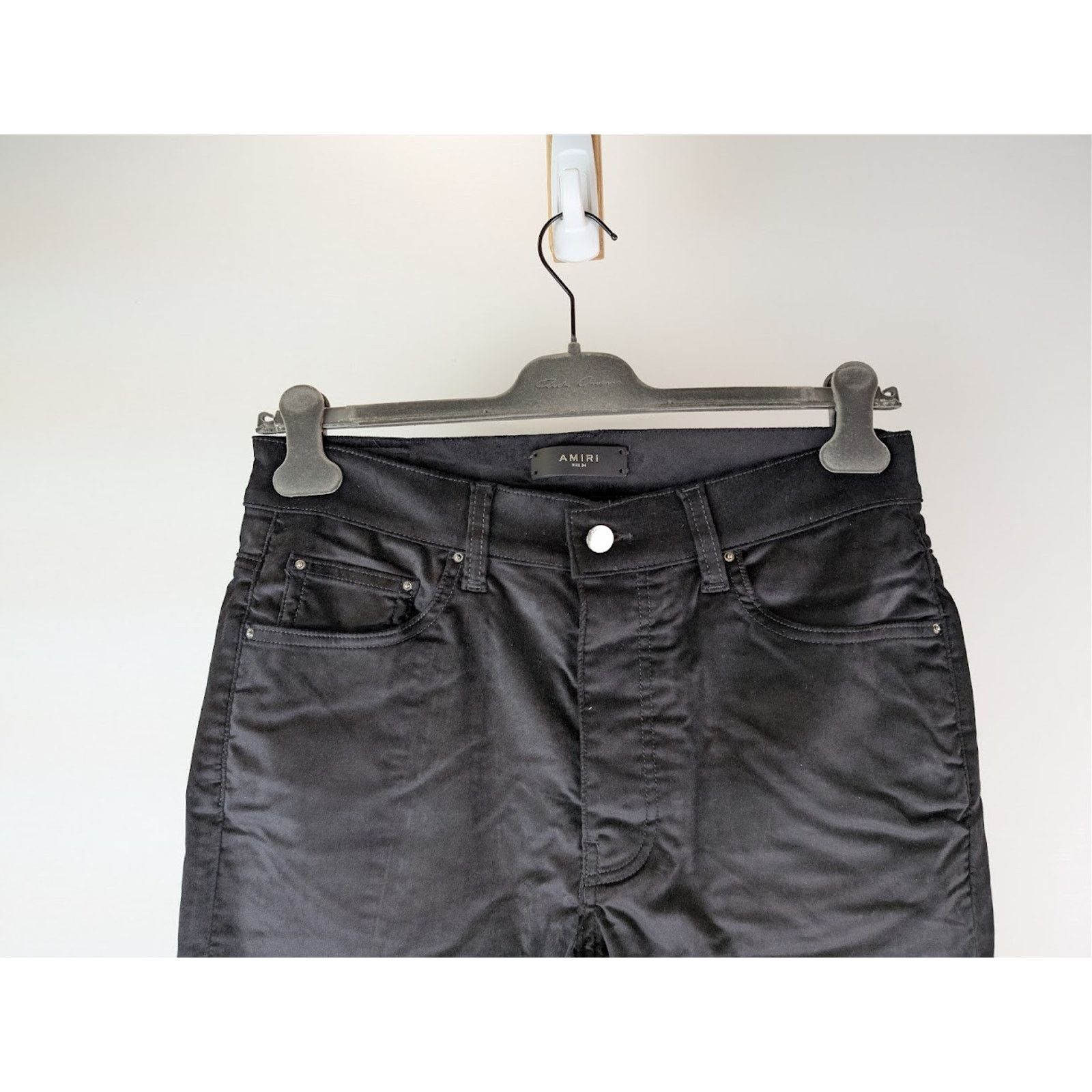 Amiri o1rshd1 Velour Skinny Stack Jeans in Black Size US 32 / EU 48 - 3 Thumbnail