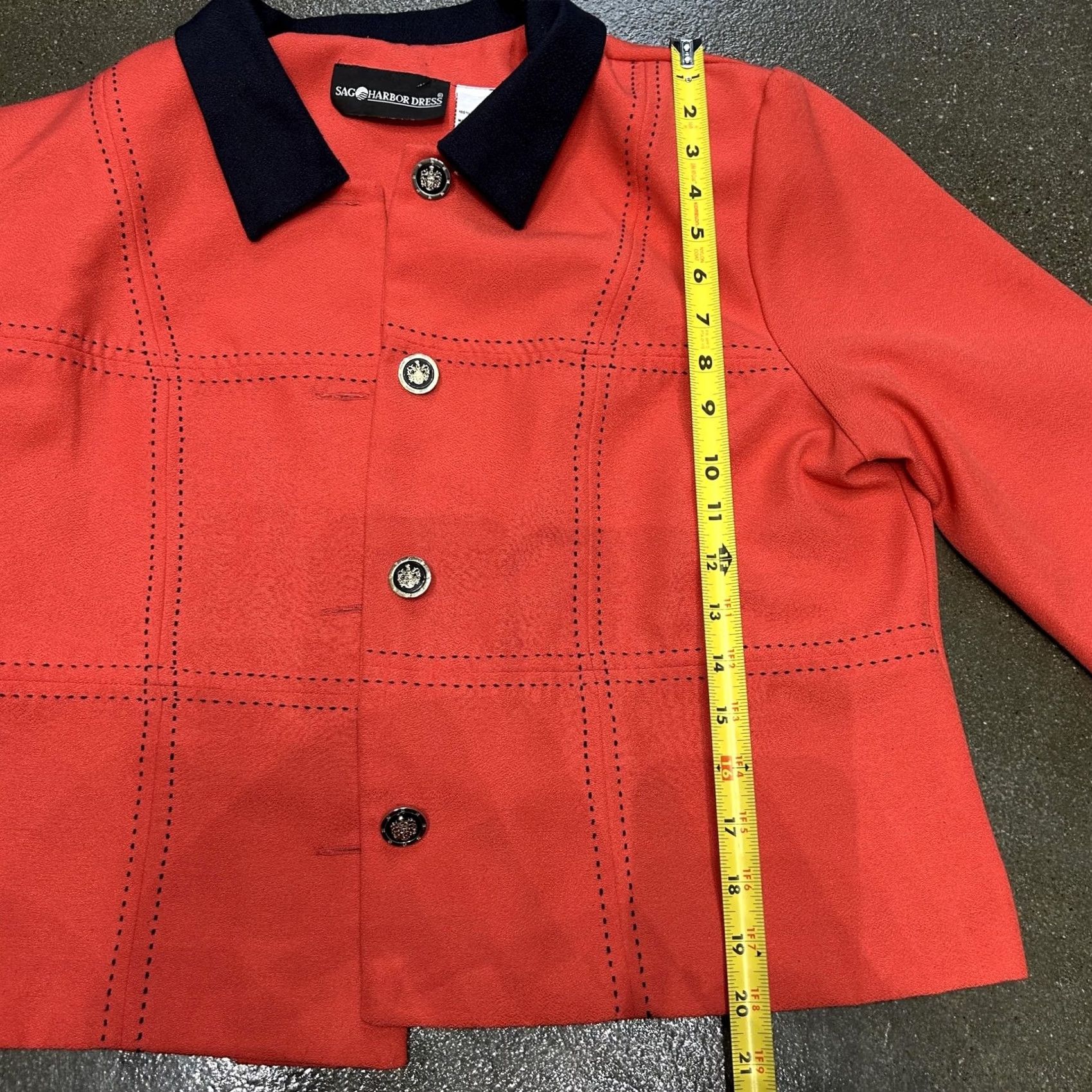 Vintage Sag Harbor Dress Jacket Womens 14 Red Navy Contrast Collar Cropped Button Front Plaid Short Coat Jacket Womens Size XL / US 12-14 / IT 48-50 - 5 Thumbnail