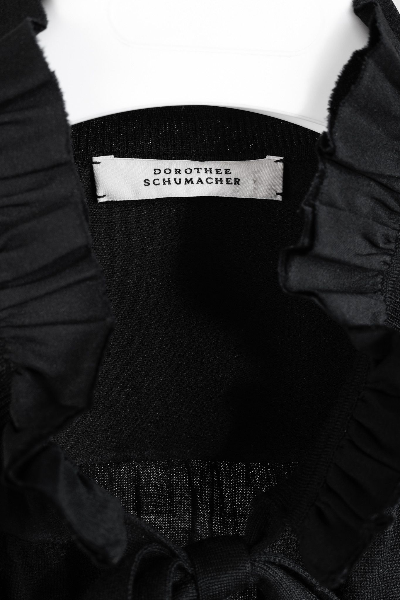 DOROTHEE SCHUMACHER Dorothee Schumacher Black Ruffle Tie-Neck Knit Blouse Size L / US 10 / IT 46 - 4 Thumbnail