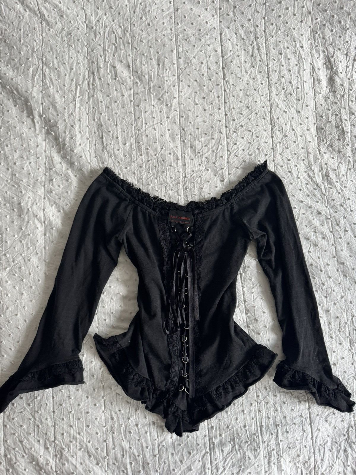 Japanese Brand Vintage Gothic off-the-shoulder blouse with front ties Size M / US 6-8 / IT 42-44 - 2 Thumbnail