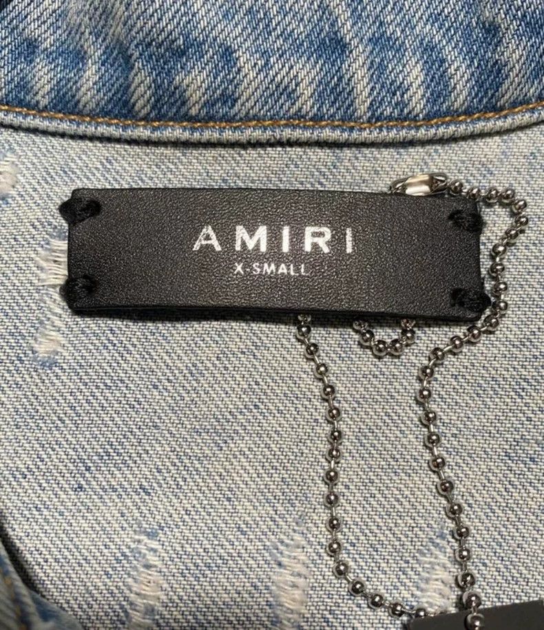 Amiri palm tree rendering distressed jacket