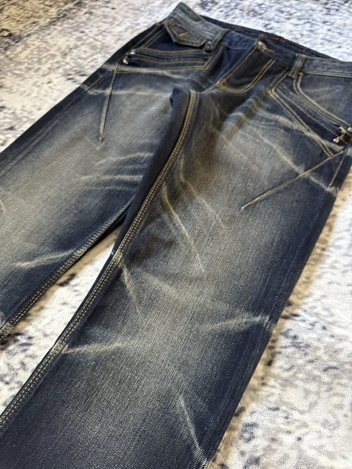 Nicole Club Nicole Club Japan Mud Wash Contrast Stitch Flare Jeans Rare Size US 29 - 9 Thumbnail