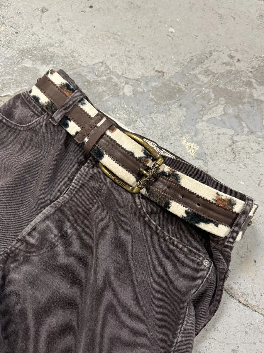 Just Cavalli × Vintage 2000s Cavalli Pony Hair Caw Print Leather Embellished Belt Size ONE SIZE - 1 Thumbnail