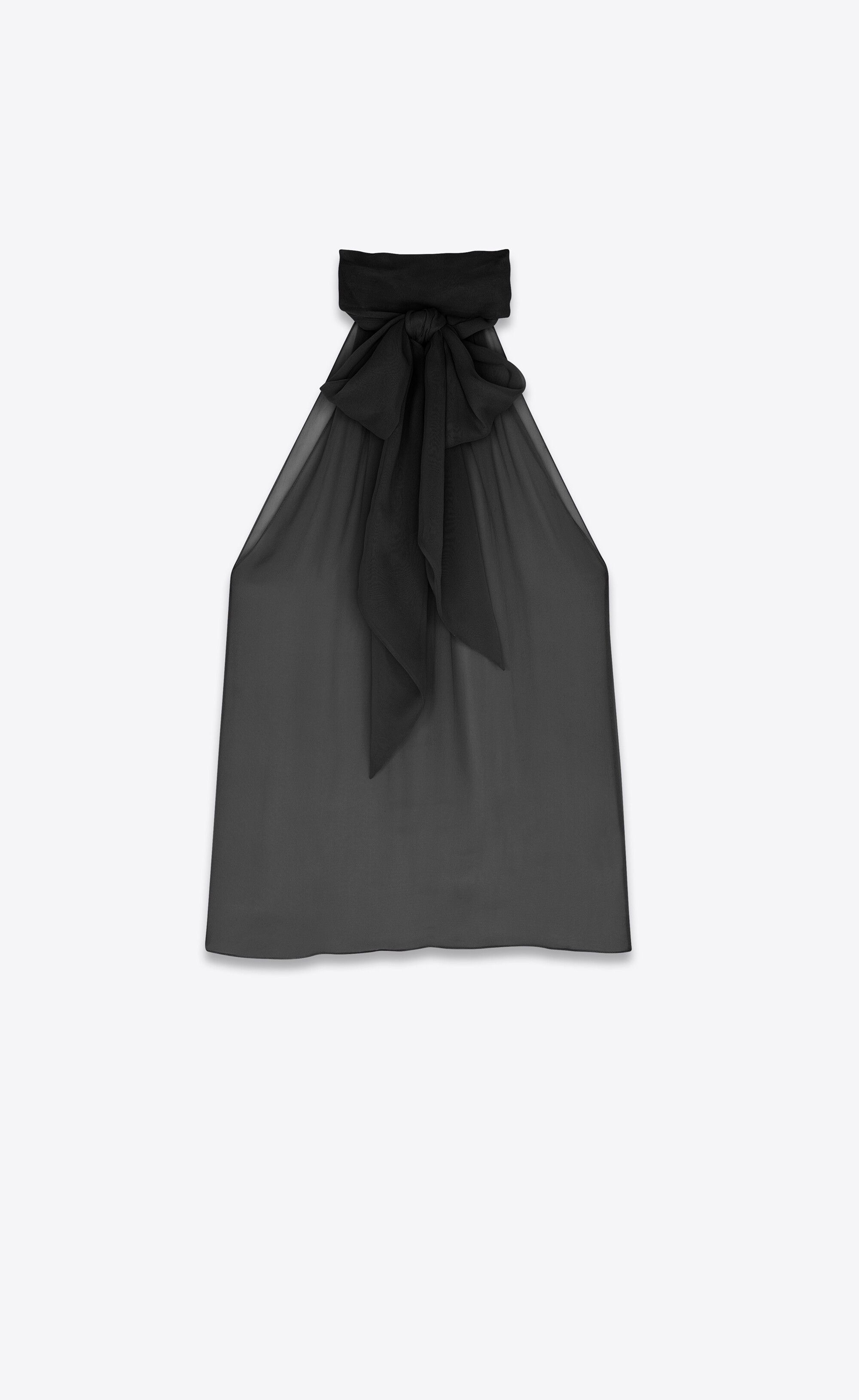 Saint Laurent Paris o1s1wg110125 714564 Lavallière-Neck Blouse Crepe Muslin Size M / US 6-8 / IT 42-44 - 1 Thumbnail