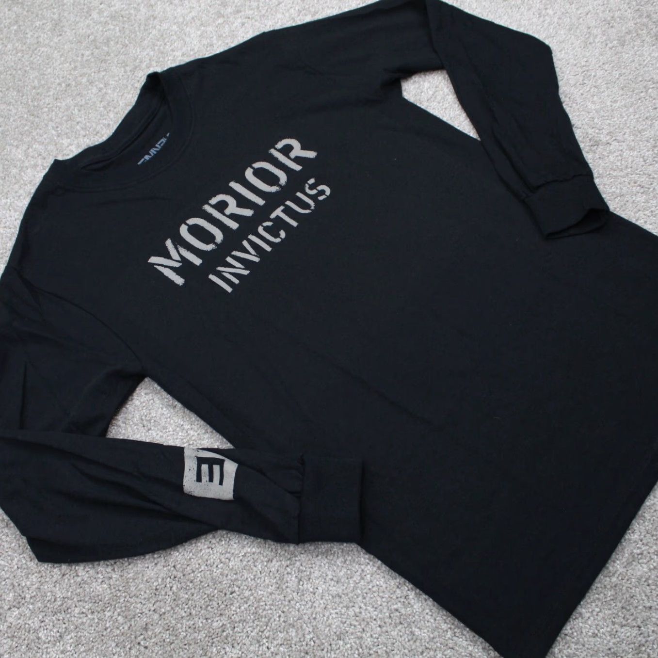 Vintage Eminem Shirt Mens Small Black 100% Cotton Long Sleeve Pullover Shirt Morior Invictus Hip Hop Graphic Print Size US S / EU 44-46 / 1 - 5 Thumbnail