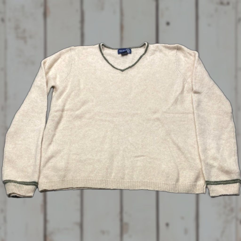 Vintage VINTAGE Venezia Womens Pullover V-Neck Sweater 14/16 80% Lambswool Beige 90s Jeans Size XL / US 12-14 / IT 48-50 - 1 Thumbnail